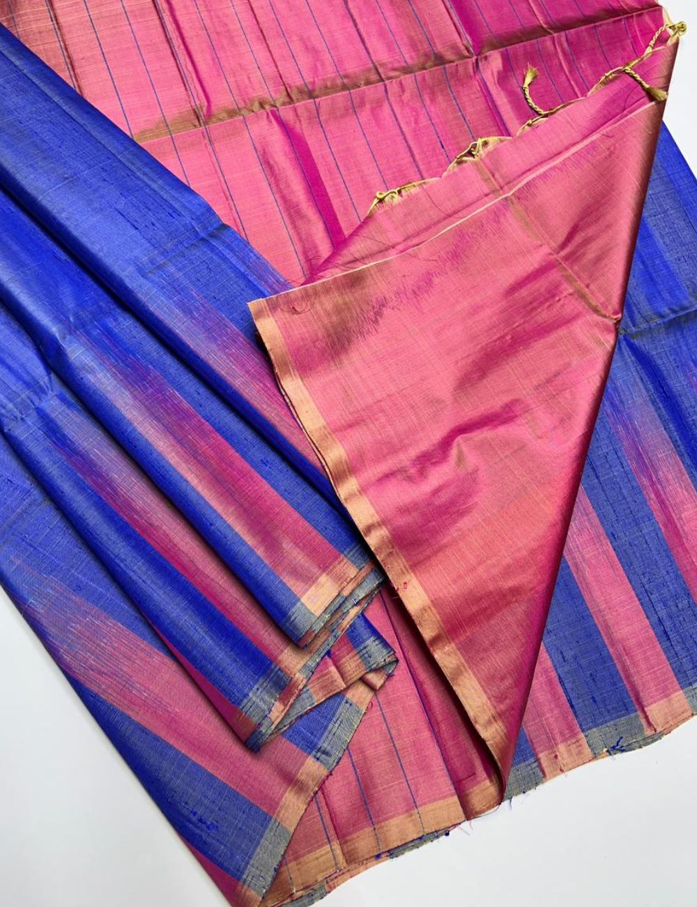 Blue & Pink - Soft Silk Saree