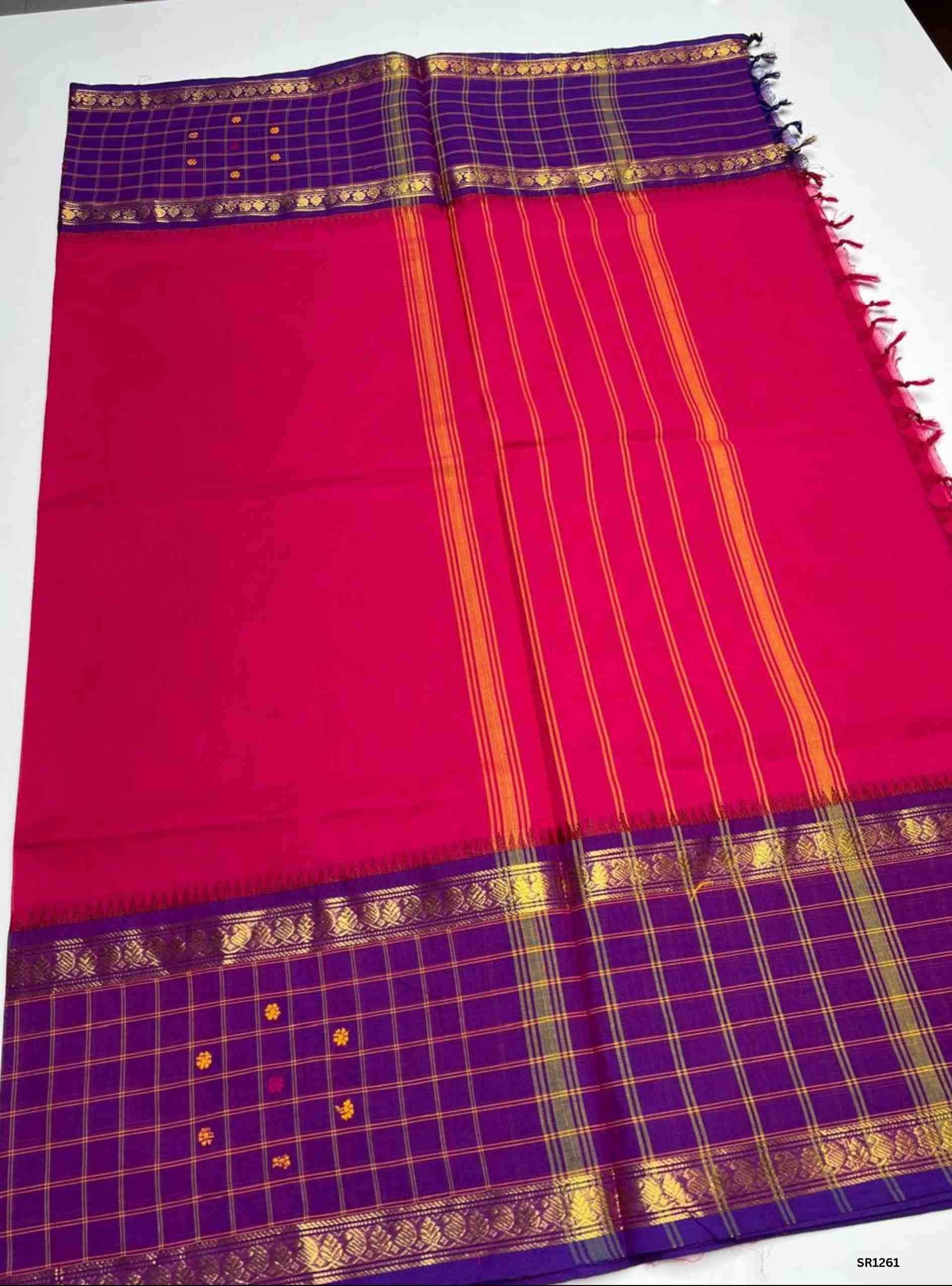 Pink & Purple - Fusion Kanchi Cotton Saree
