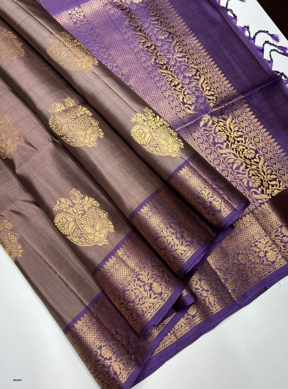 Coco Brown & Lavender -  Soft Silk Saree