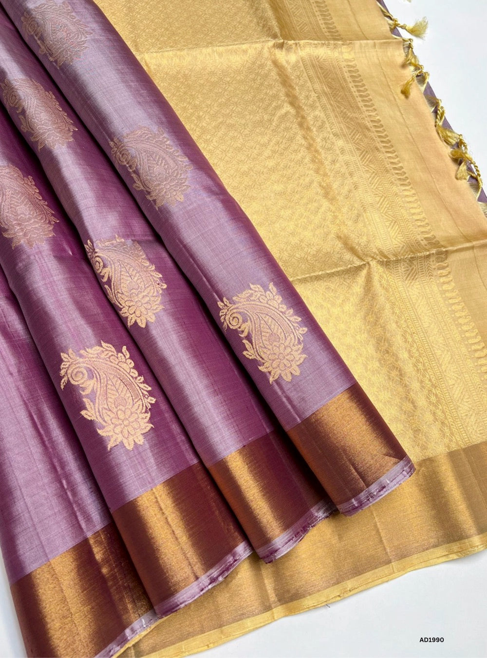 Pale Lavender & Cream - Soft Silk Saree