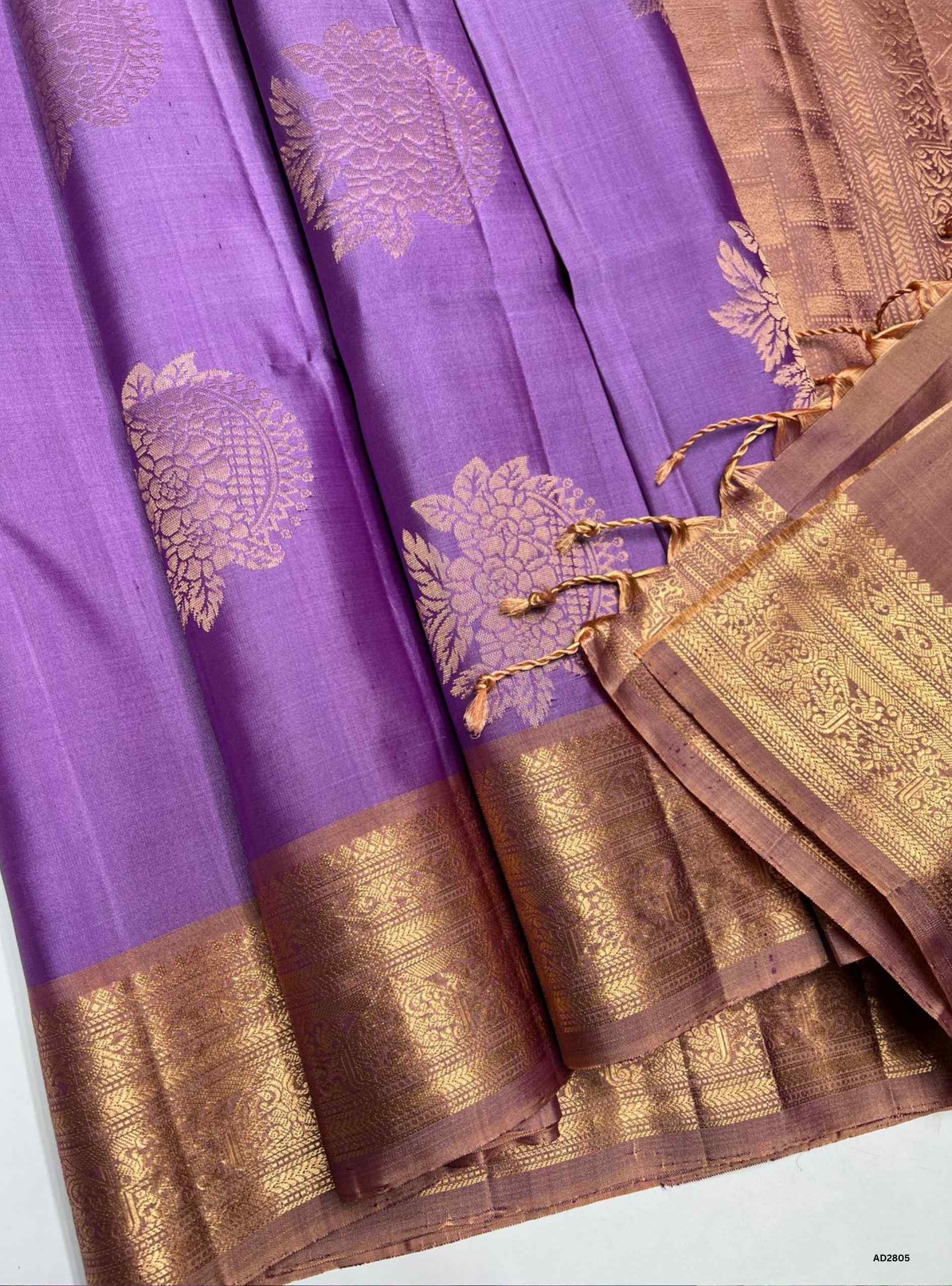 Lilac & Dark Peach - Soft Silk Saree