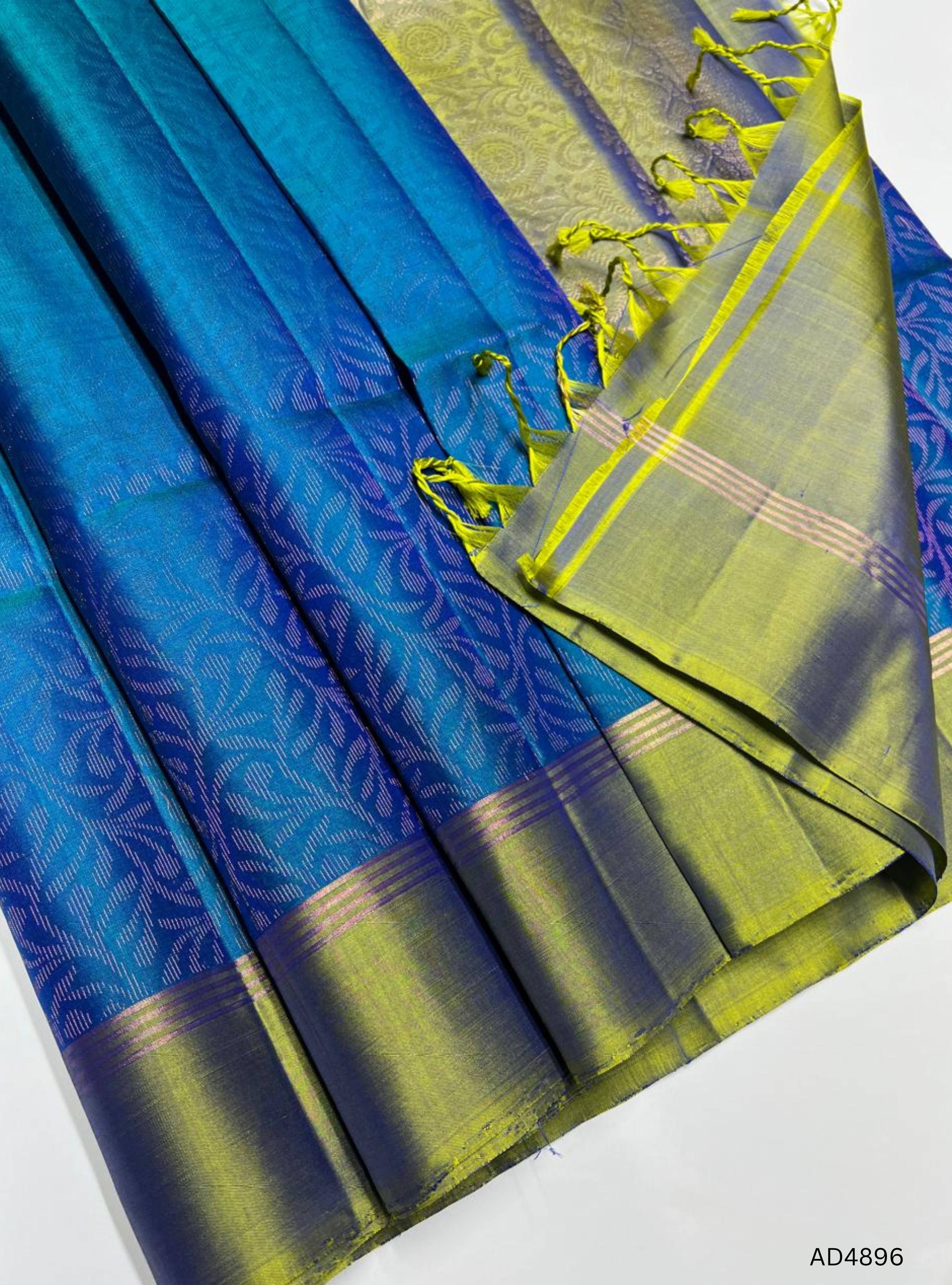 Peacock Blue & Olive Green - Soft Silk Bridal