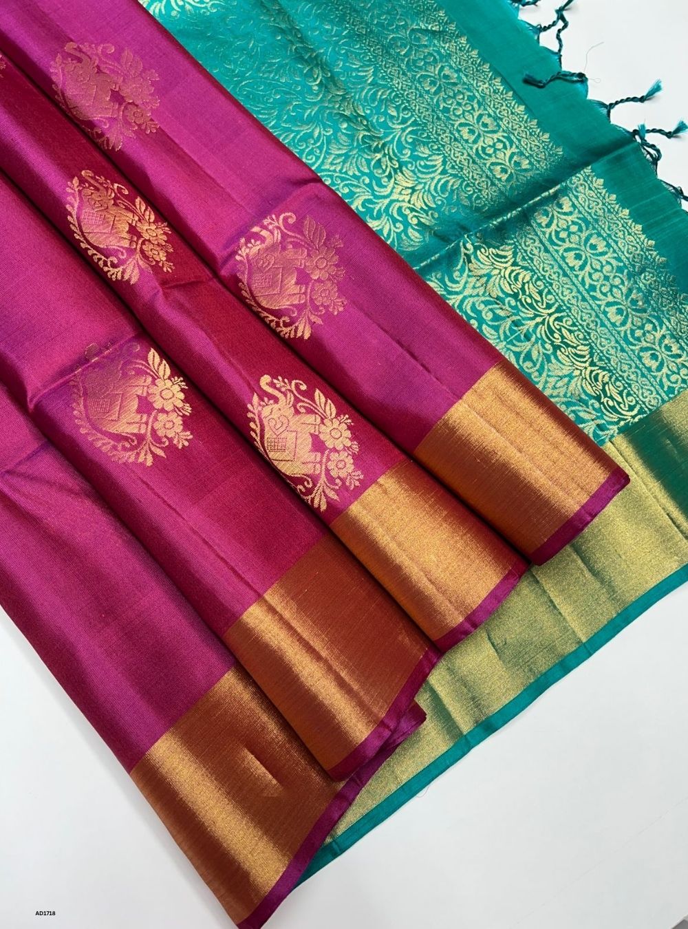 Magenta & Rama Green - Soft Silk Saree
