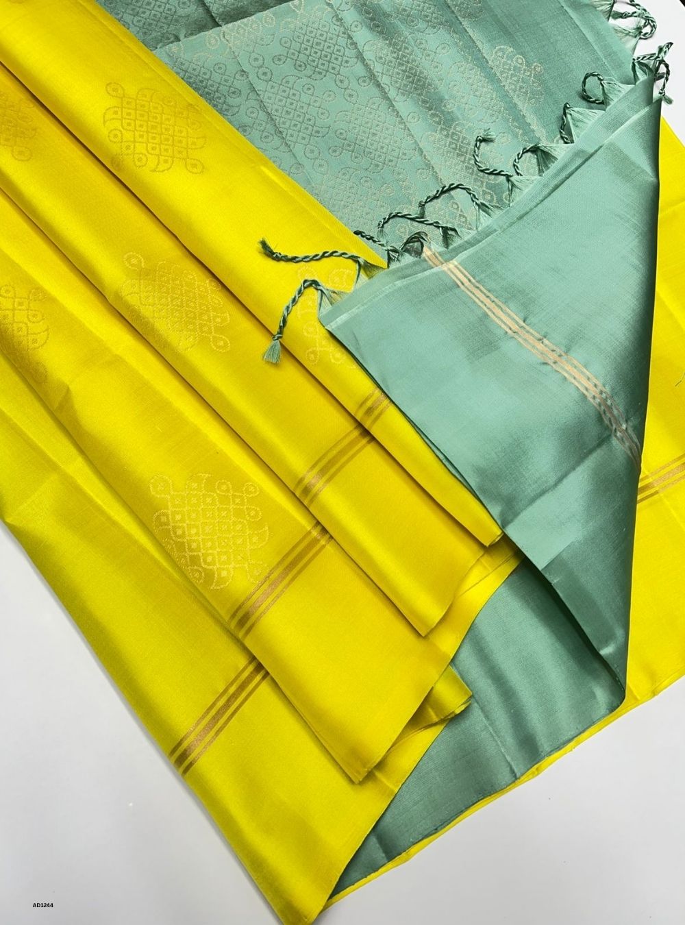 Lime Green & Pista Green -  Soft Silk Saree