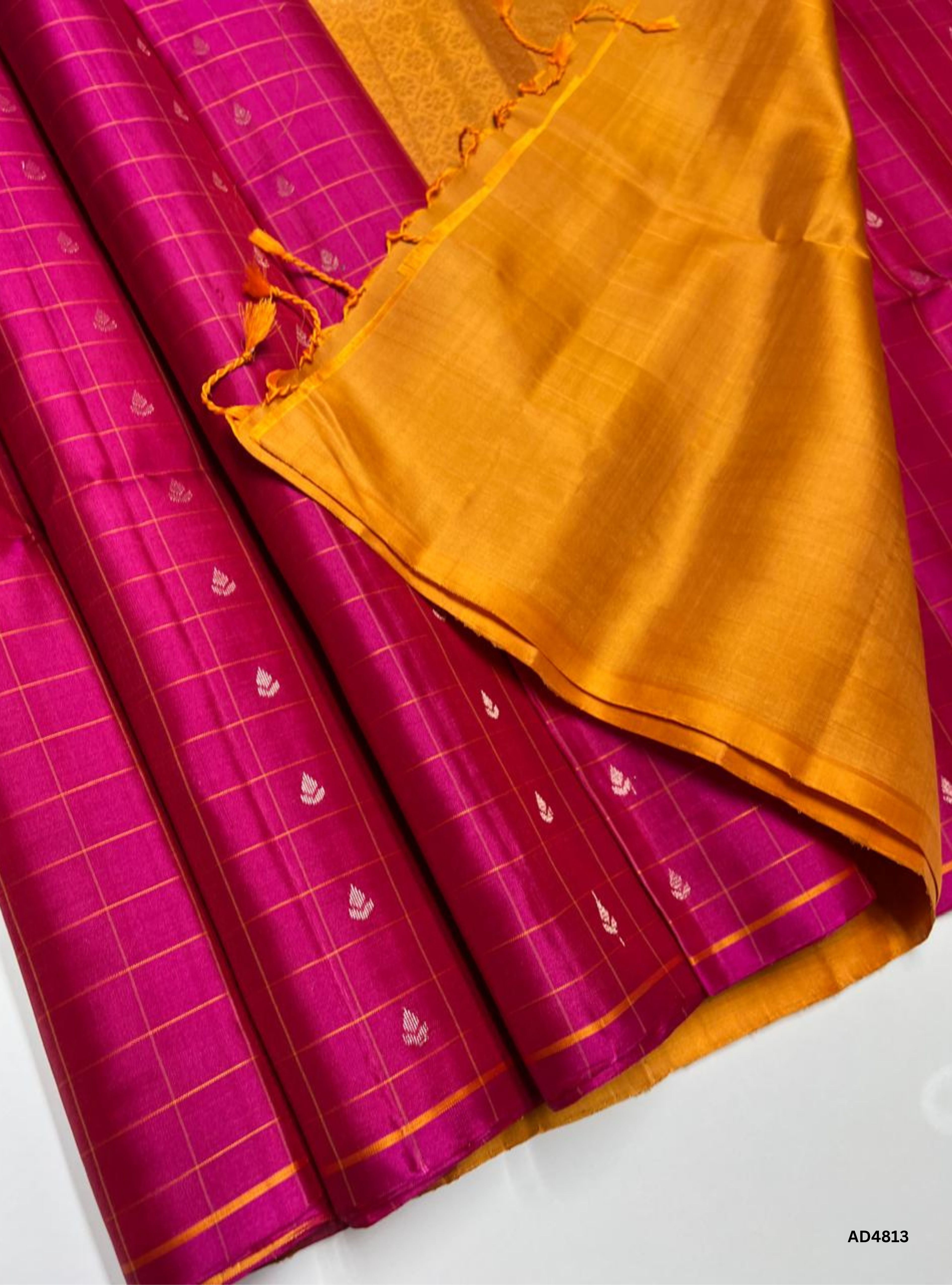 Pink & Yellow - Checkerd Soft Silk Saree