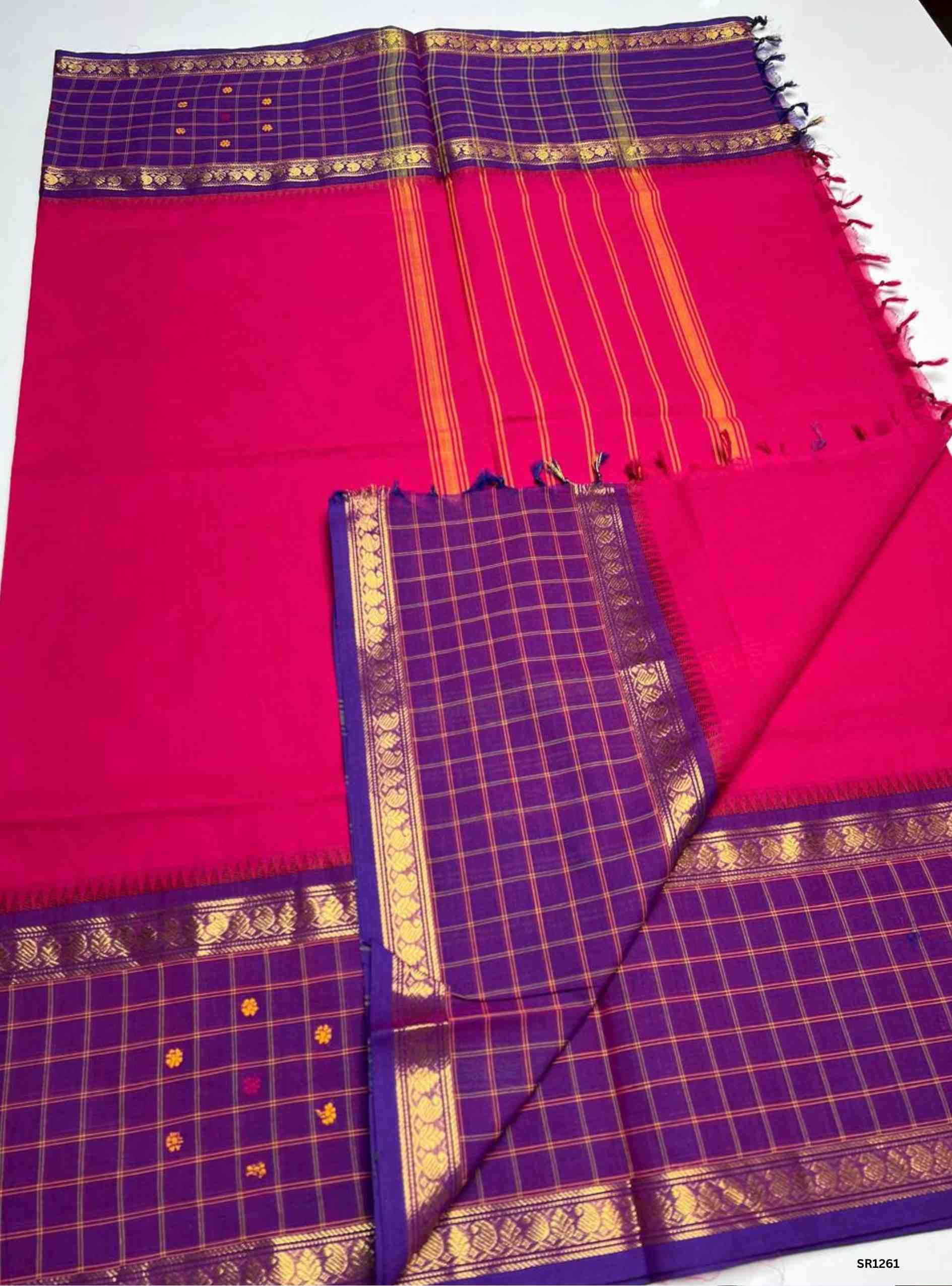 Pink & Purple - Fusion Kanchi Cotton Saree
