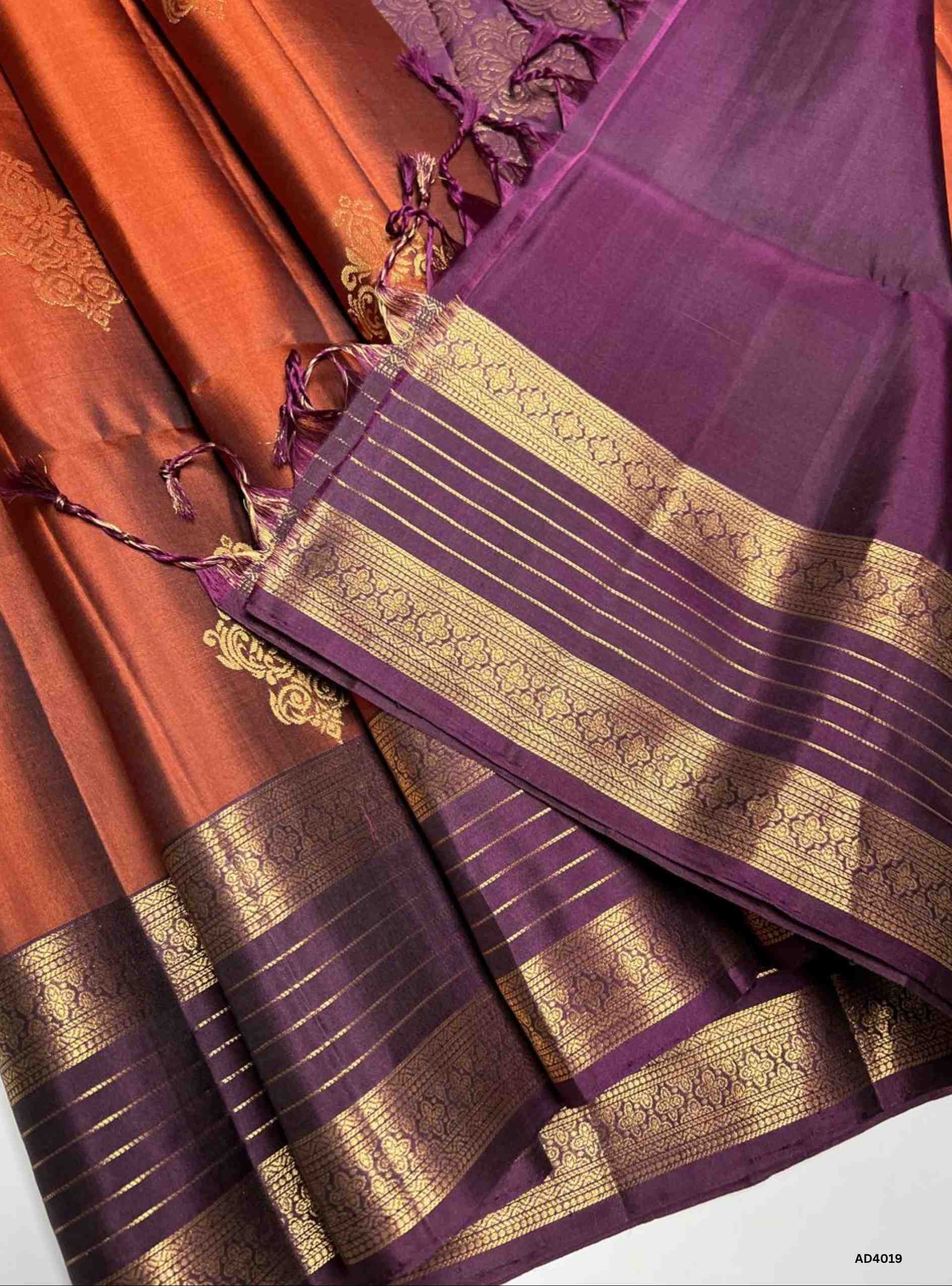 Brown & Plum - Kanchi Border Soft Silk Saree