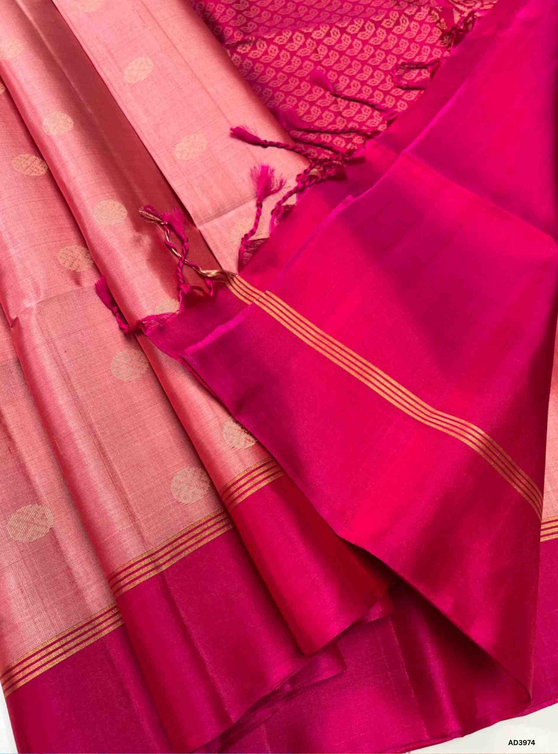 Light Pink & Rani Pink - Soft Silk Saree