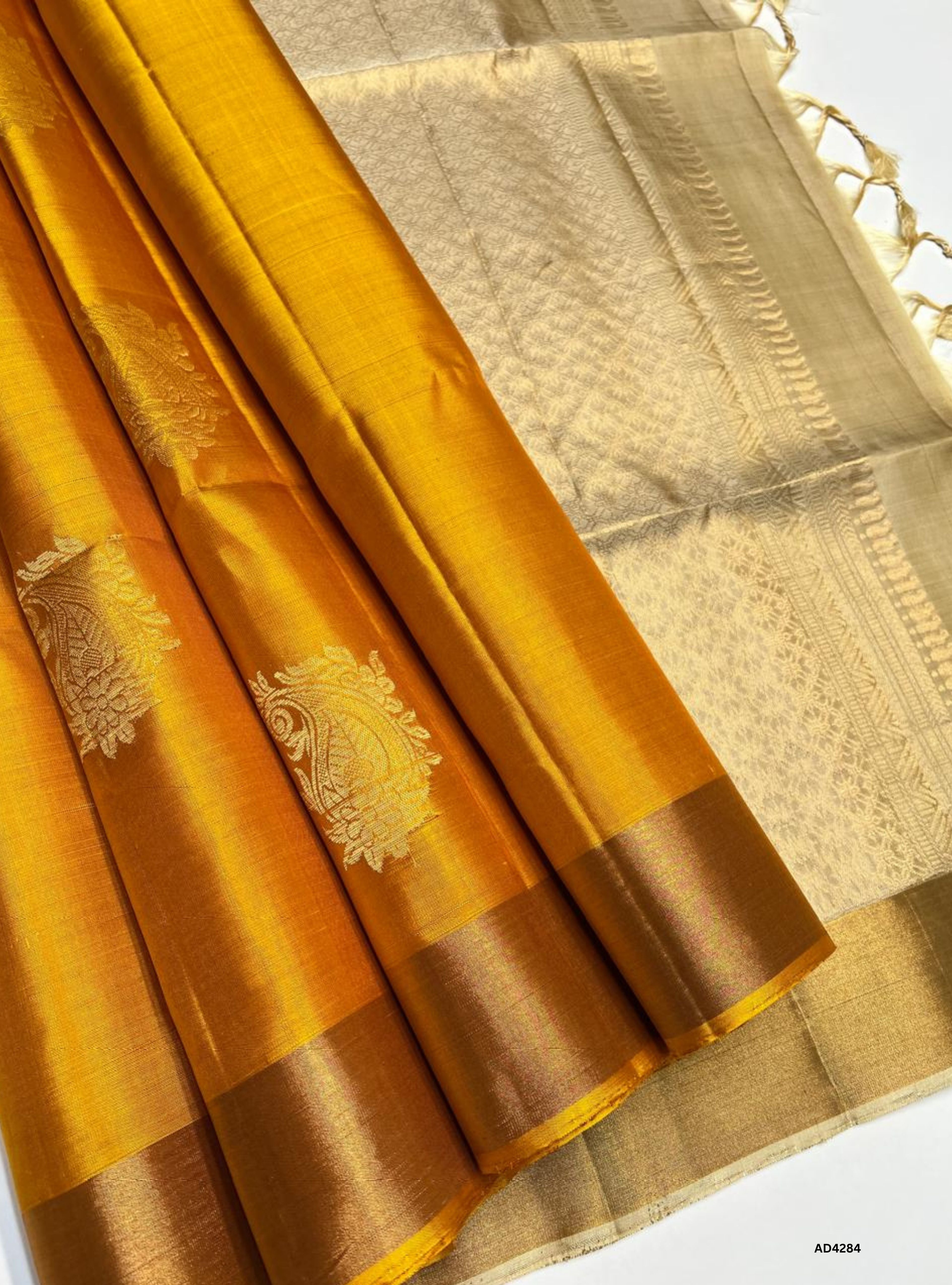 Yellow & Ivory - Soft Silk Saree