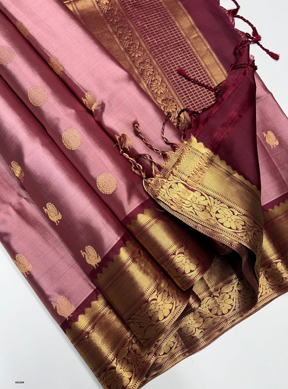 Dusty Rose & Maroon -  Soft Silk Saree