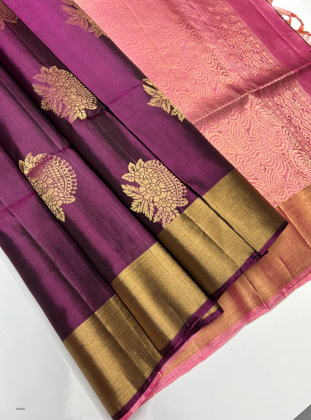 Wine & Pink - Soft Silk Saree