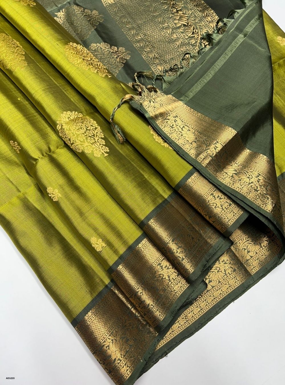 Green Gram & Olive Green - Soft Silk Saree