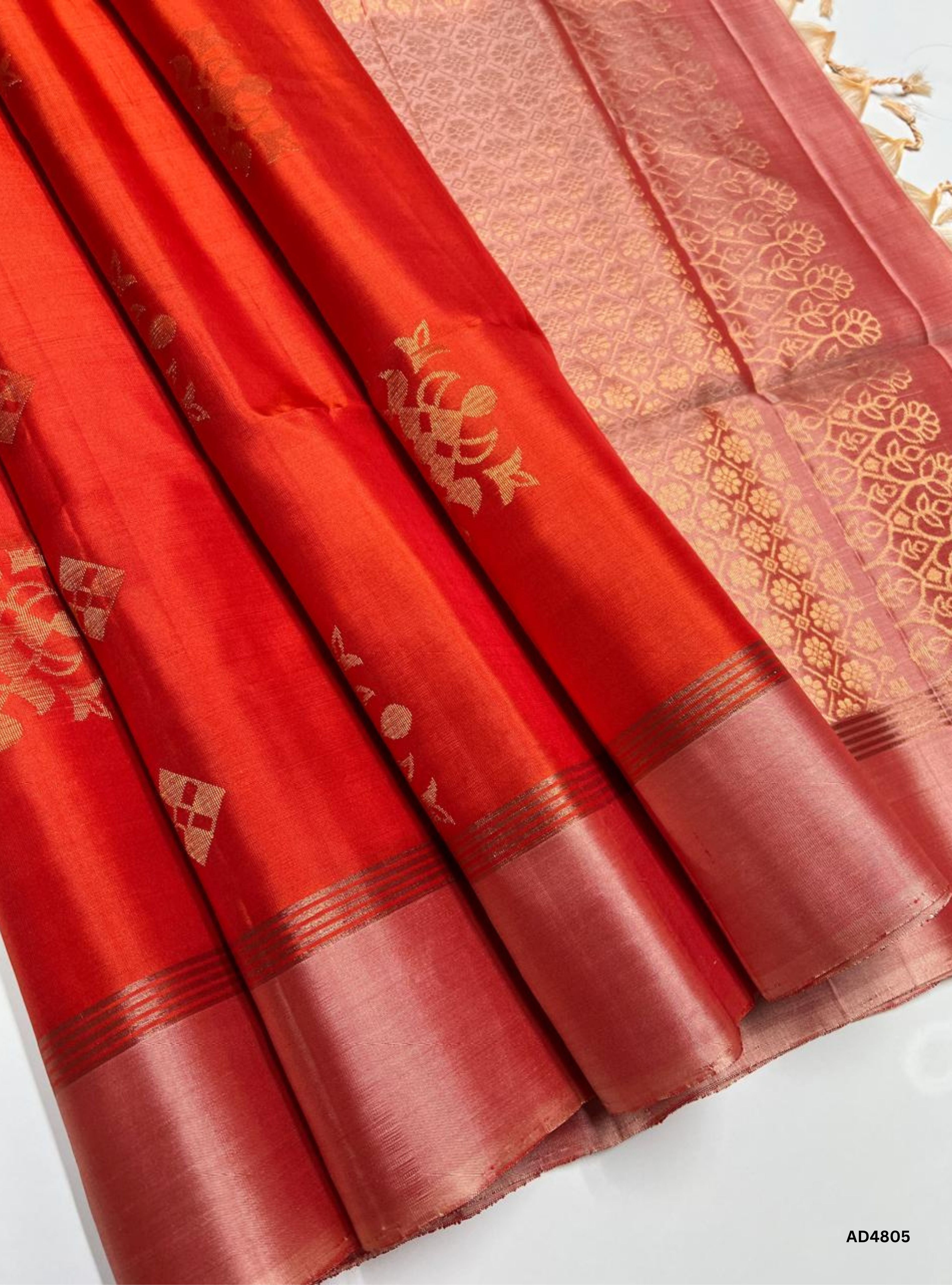 Orange & Peach - Soft Silk Saree