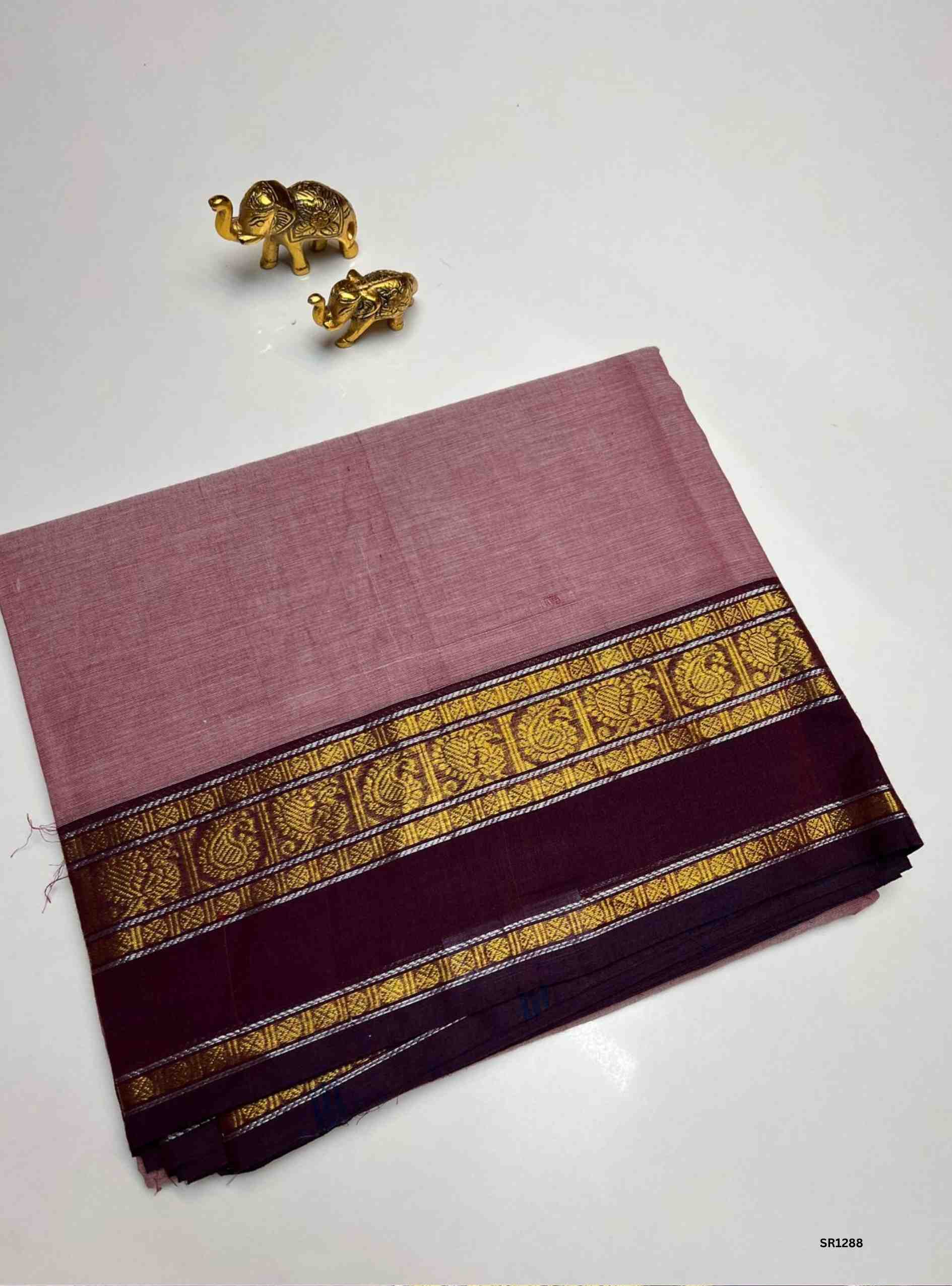 Onion Pink & Maroon - Kanchi Cotton Saree
