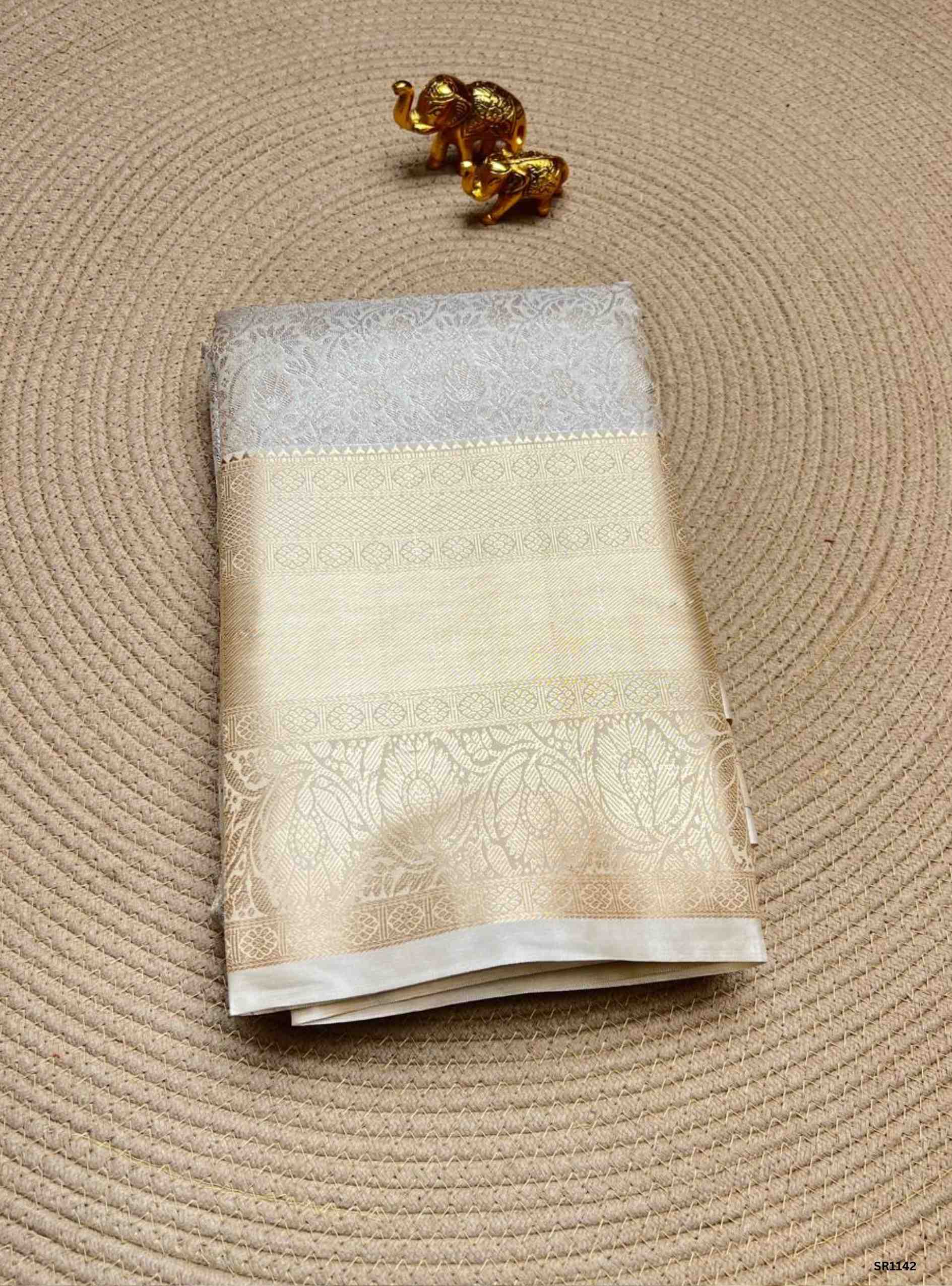 Cream - Semi Silk Saree