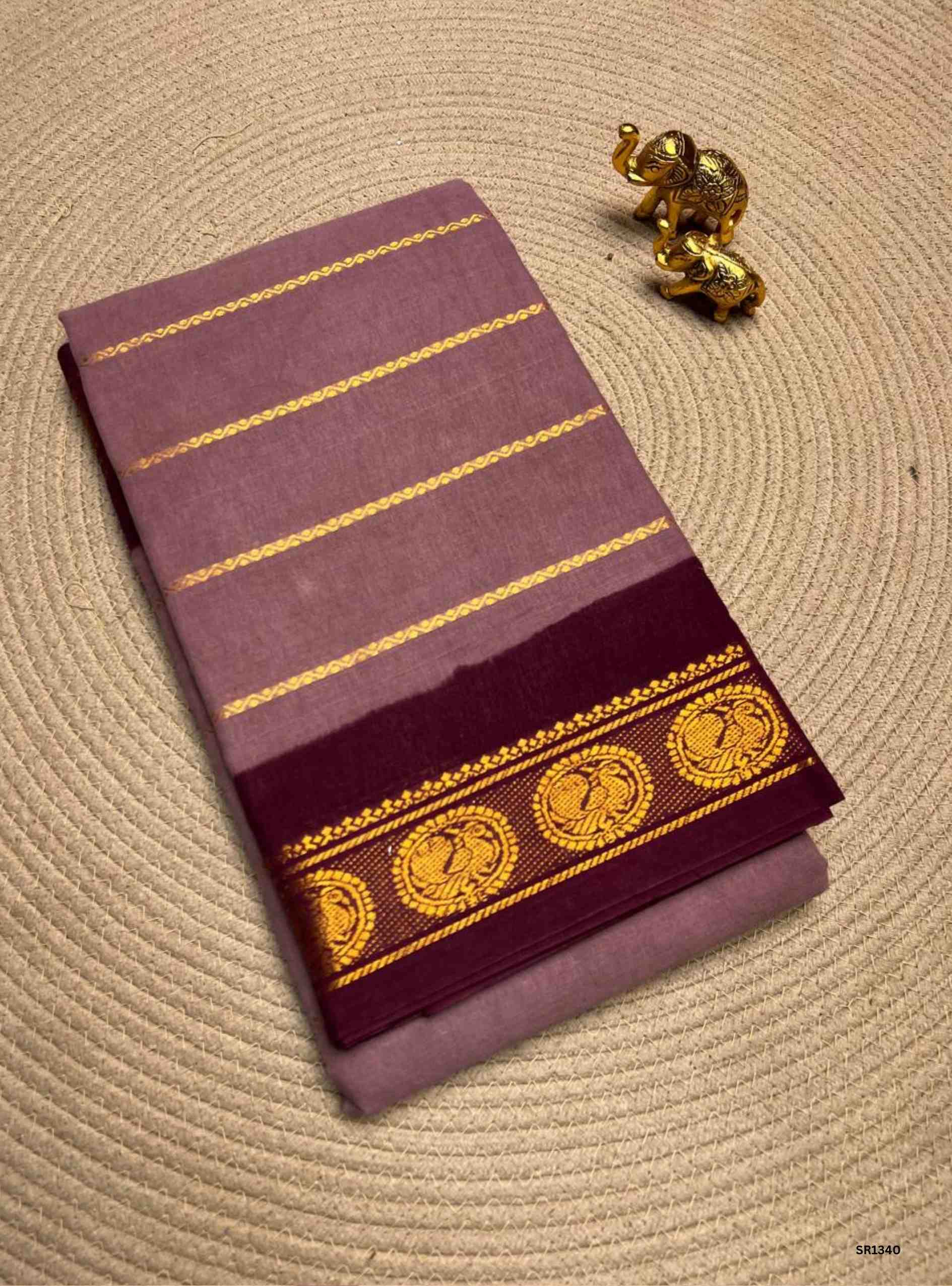 Onion Pink & Maroon - Velthaari Chungudi Cotton Saree