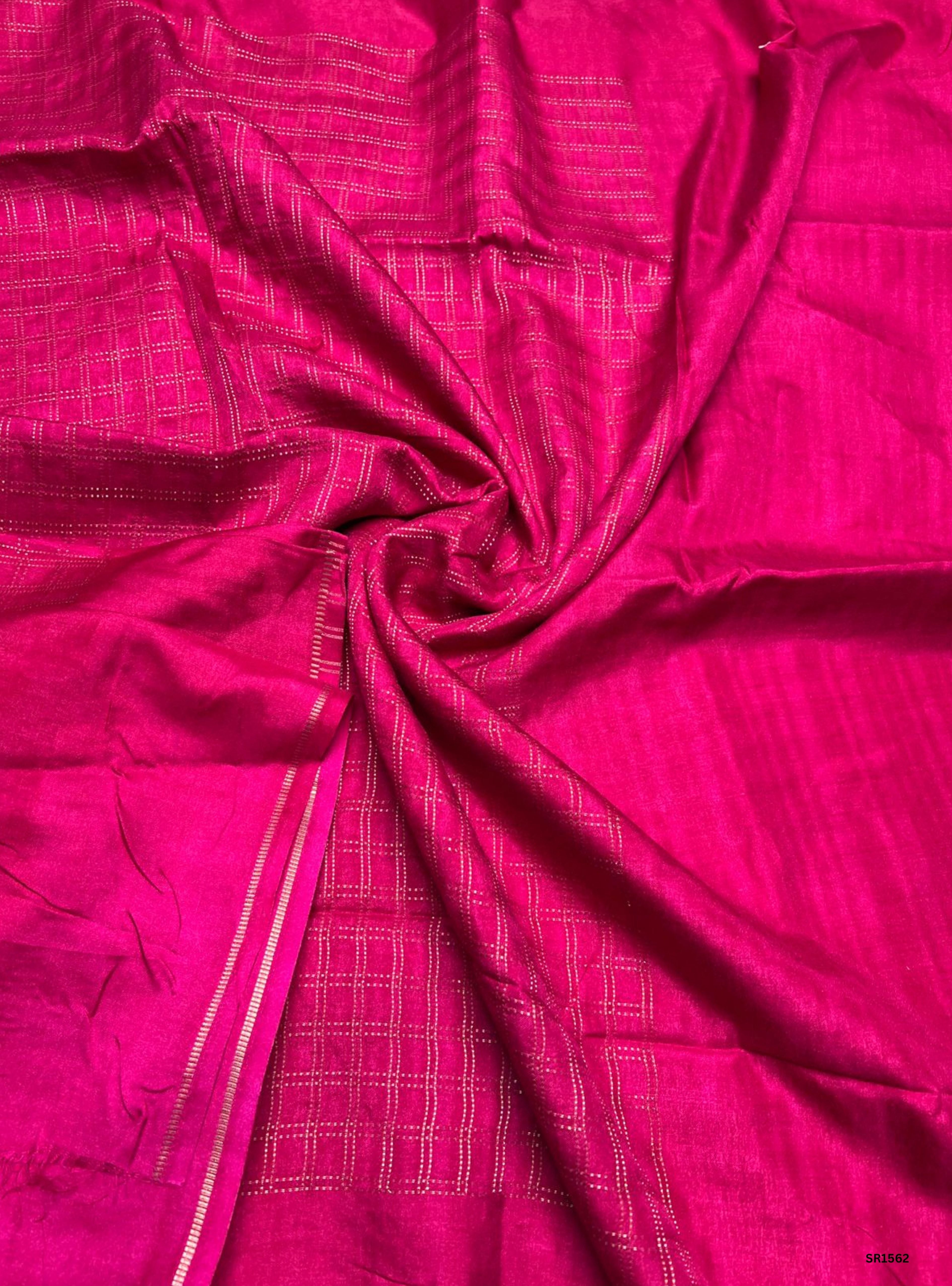 Pink - Moonga Tussar Saree