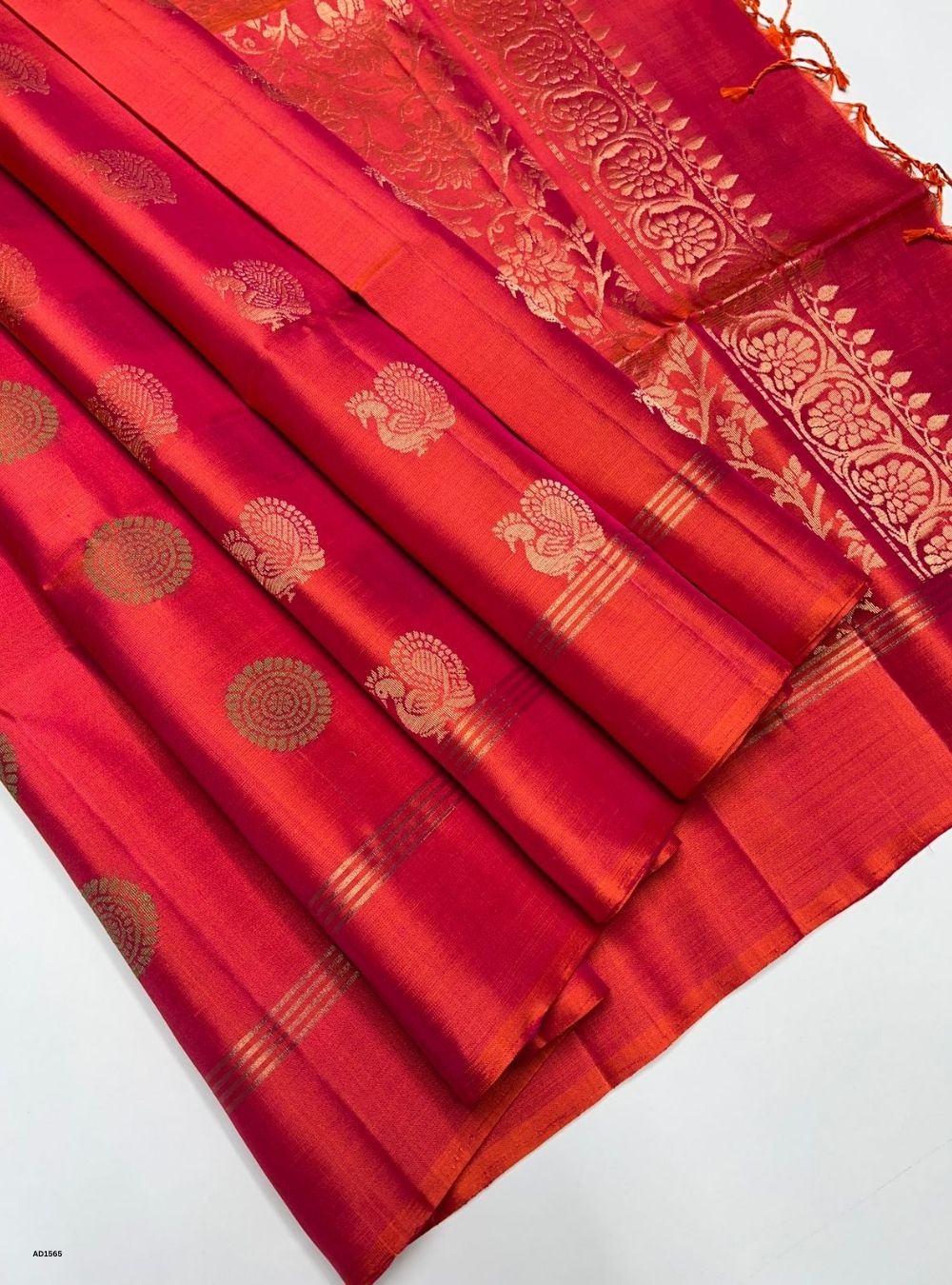 Orangish Pink -  Soft Silk Saree