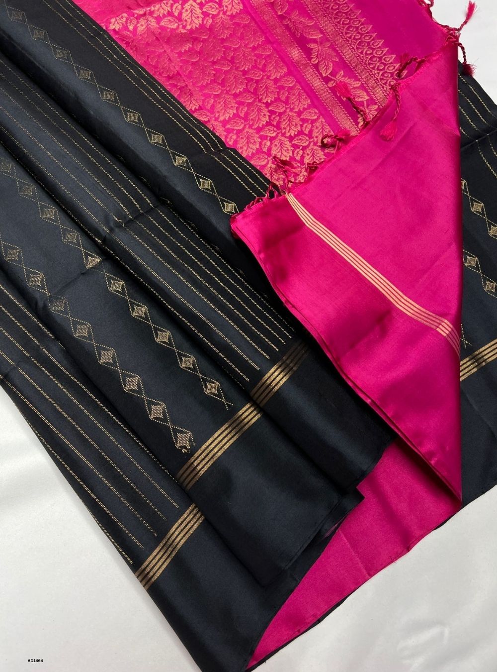 Black & Pink - Soft Silk Saree