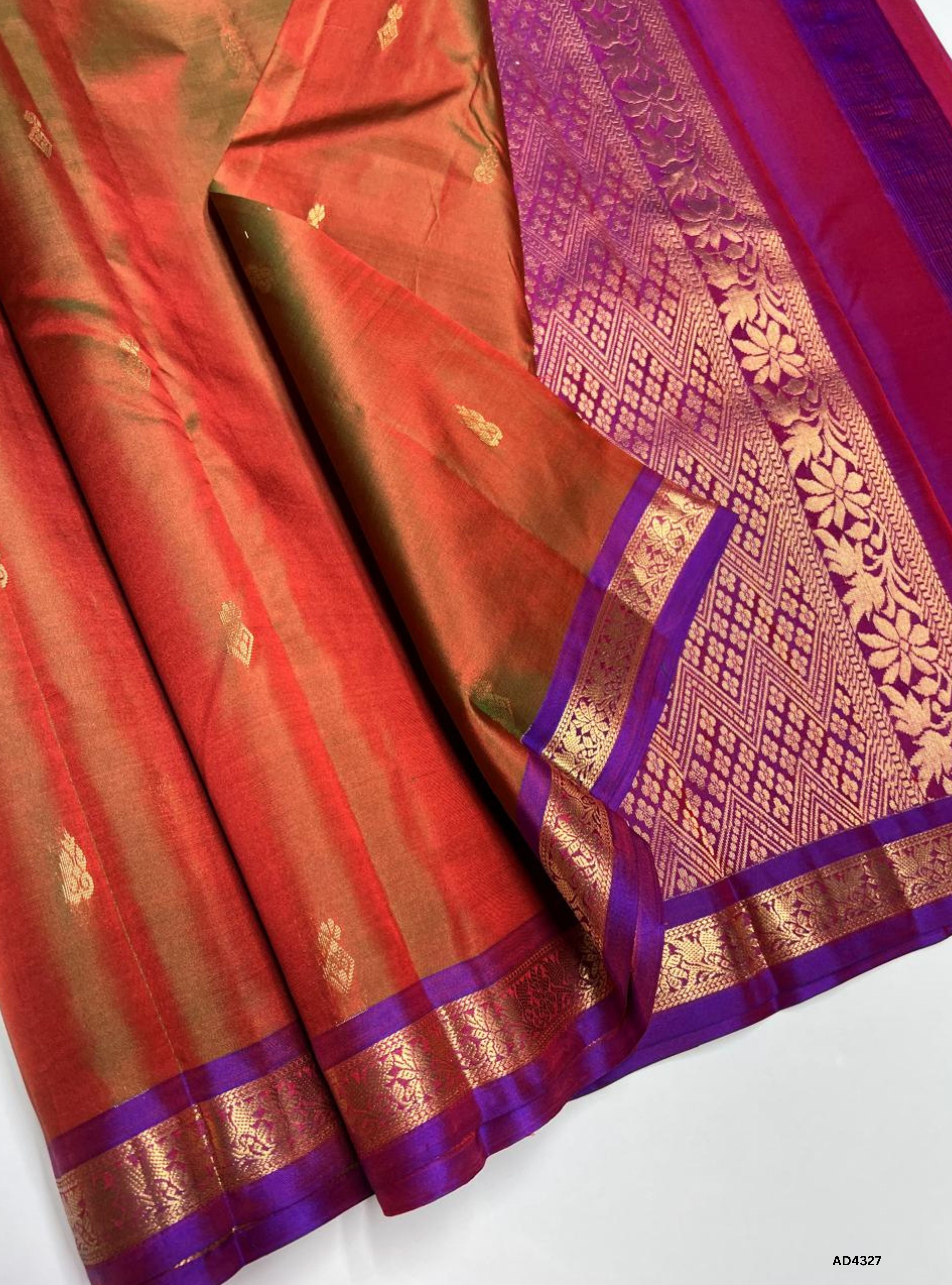 Dual Tone Green & Purple - Soft Silk Saree