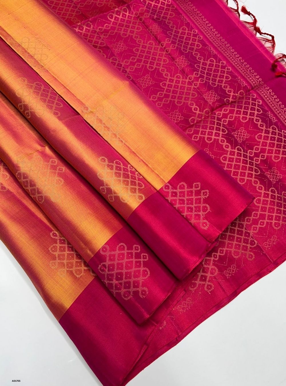 Mango Yellow & Reddish Pink -  Soft Silk Saree
