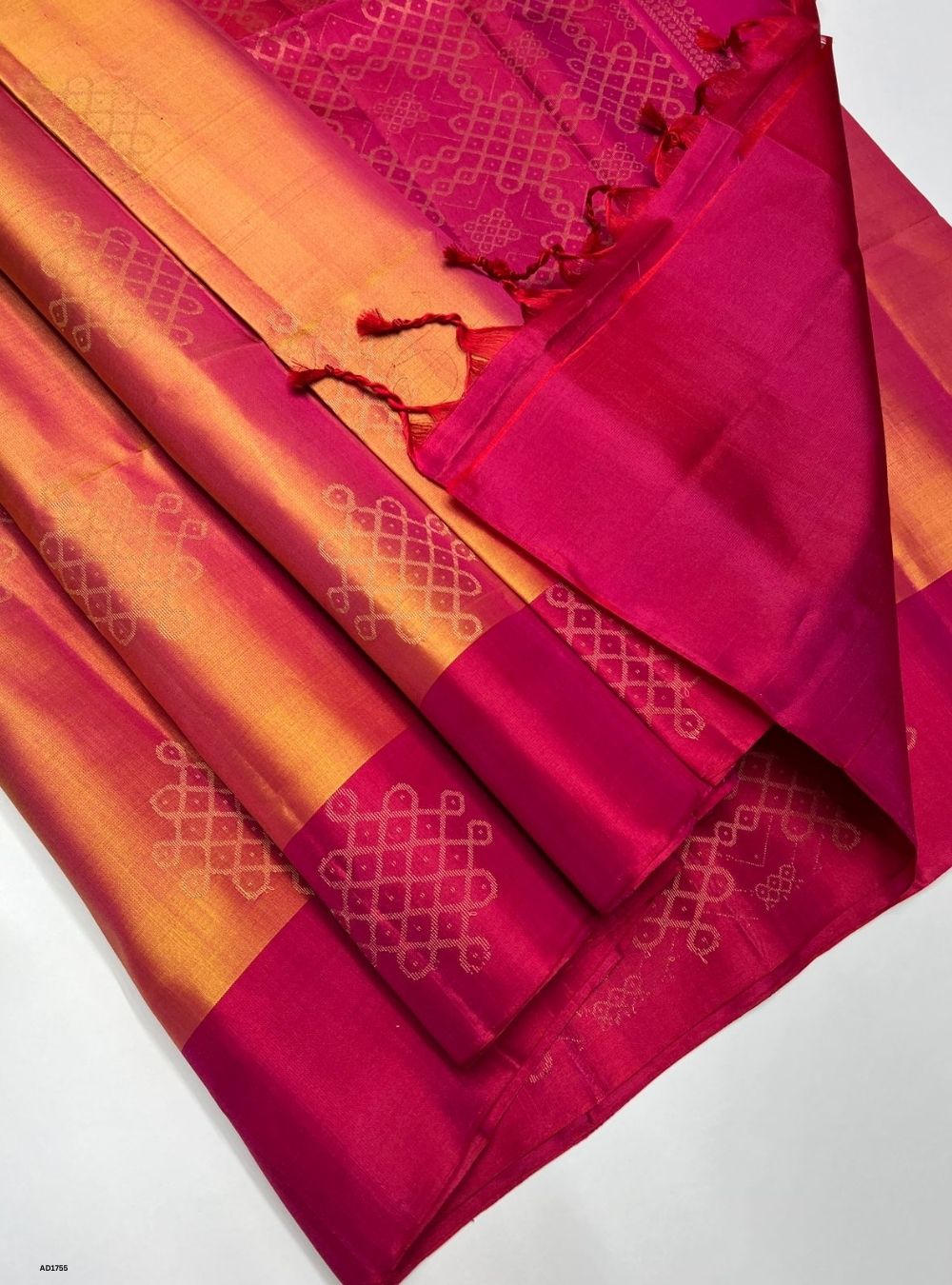 Mango Yellow & Reddish Pink -  Soft Silk Saree
