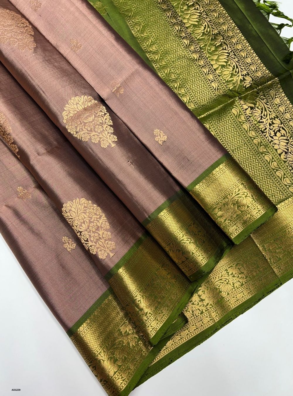 Coco Brown & Green -  Soft Silk Saree