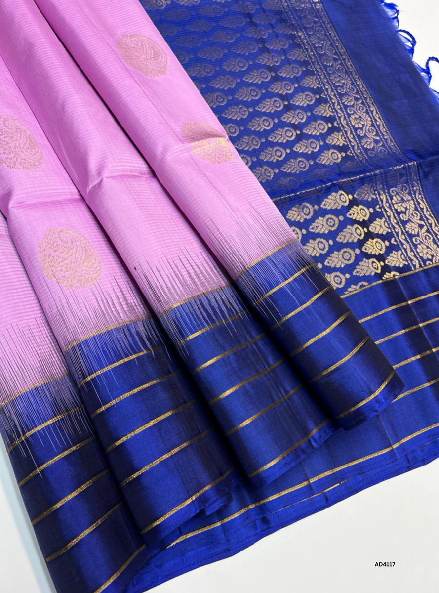 Lavender & Blue - Fancy Border Soft Silk Saree