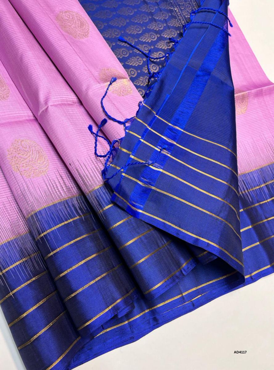 Lavender & Blue - Fancy Border Soft Silk Saree