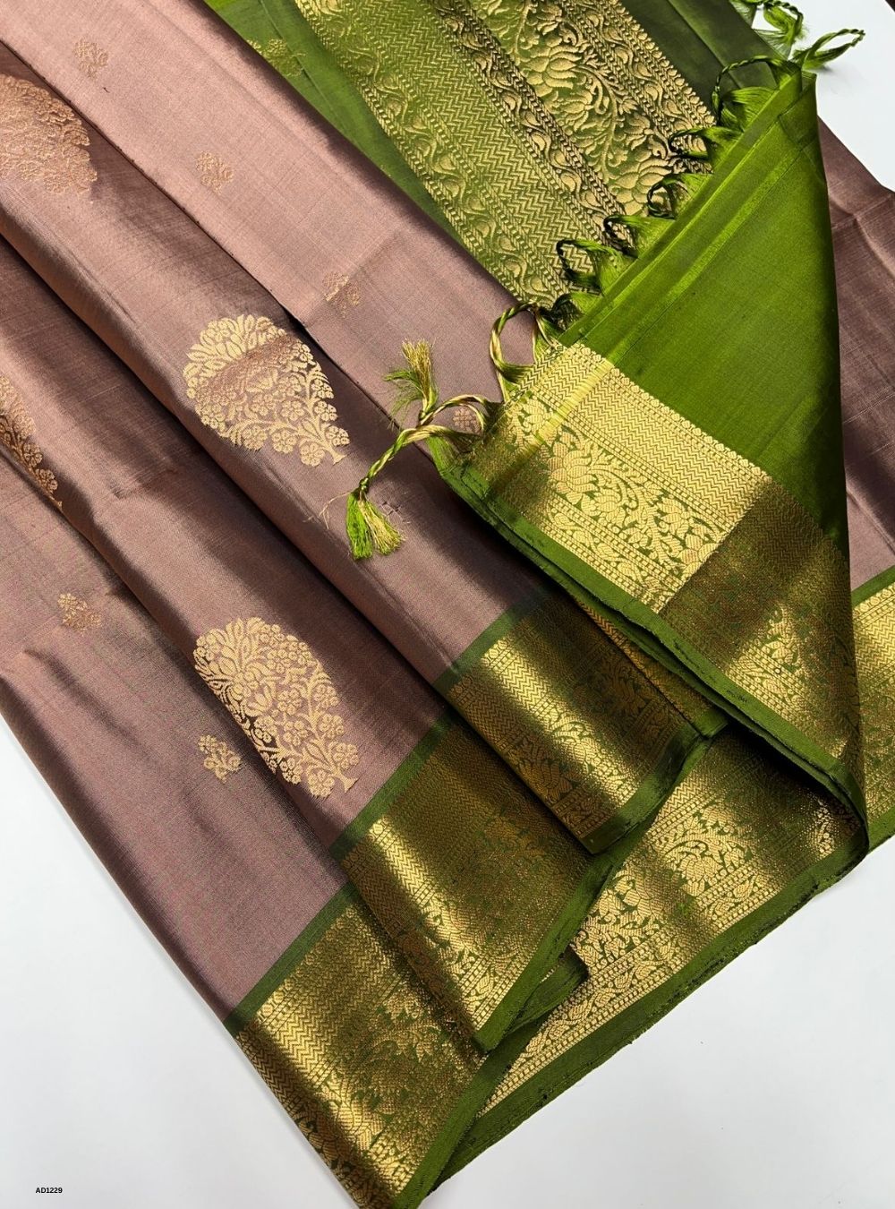Coco Brown & Green -  Soft Silk Saree
