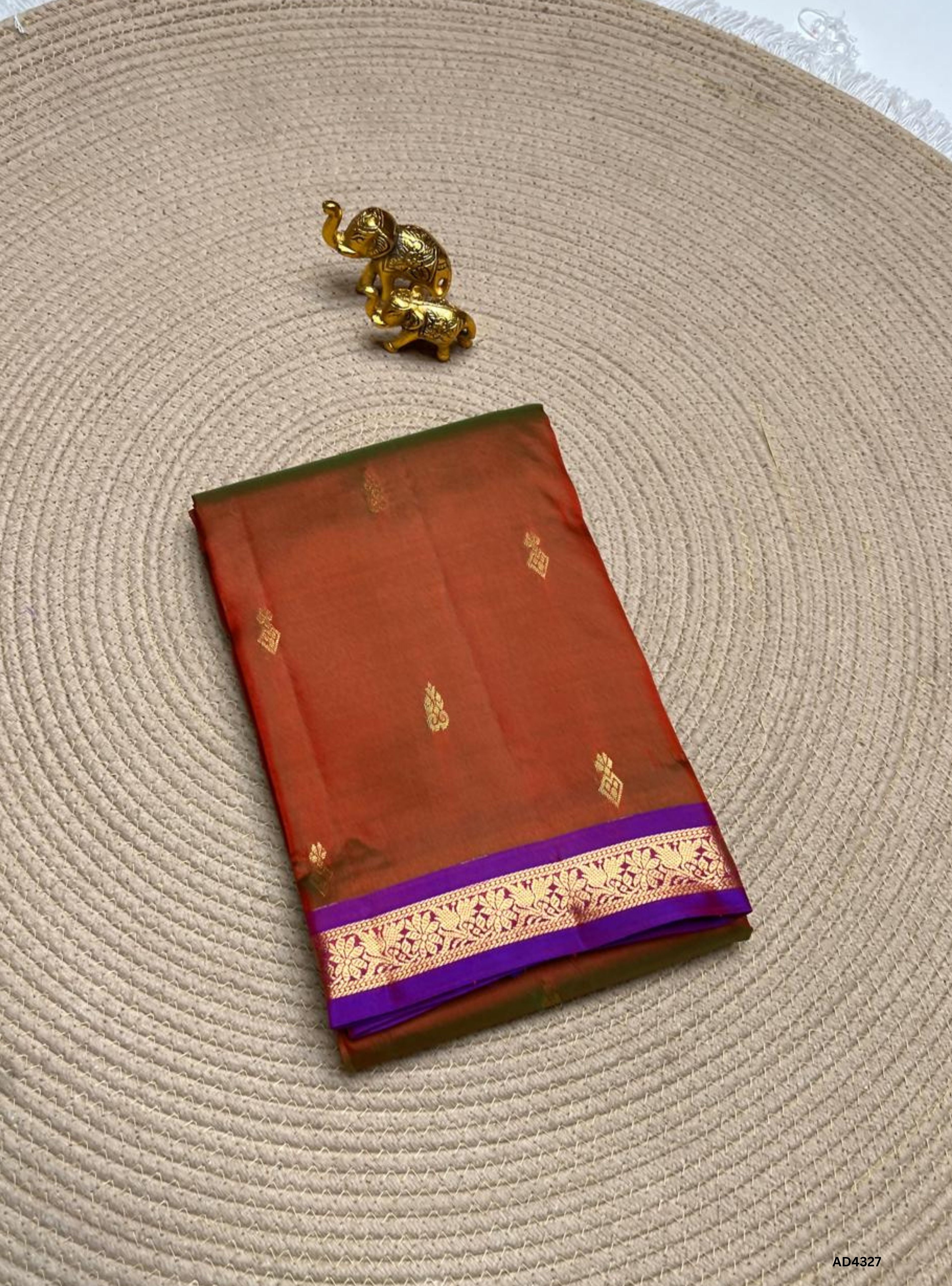 Dual Tone Green & Purple - Soft Silk Saree