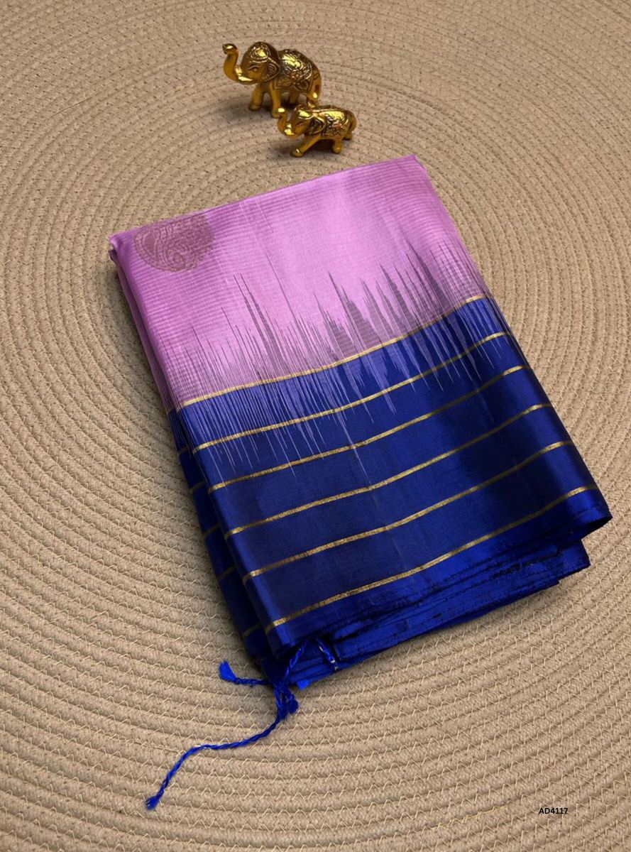 Lavender & Blue - Fancy Border Soft Silk Saree