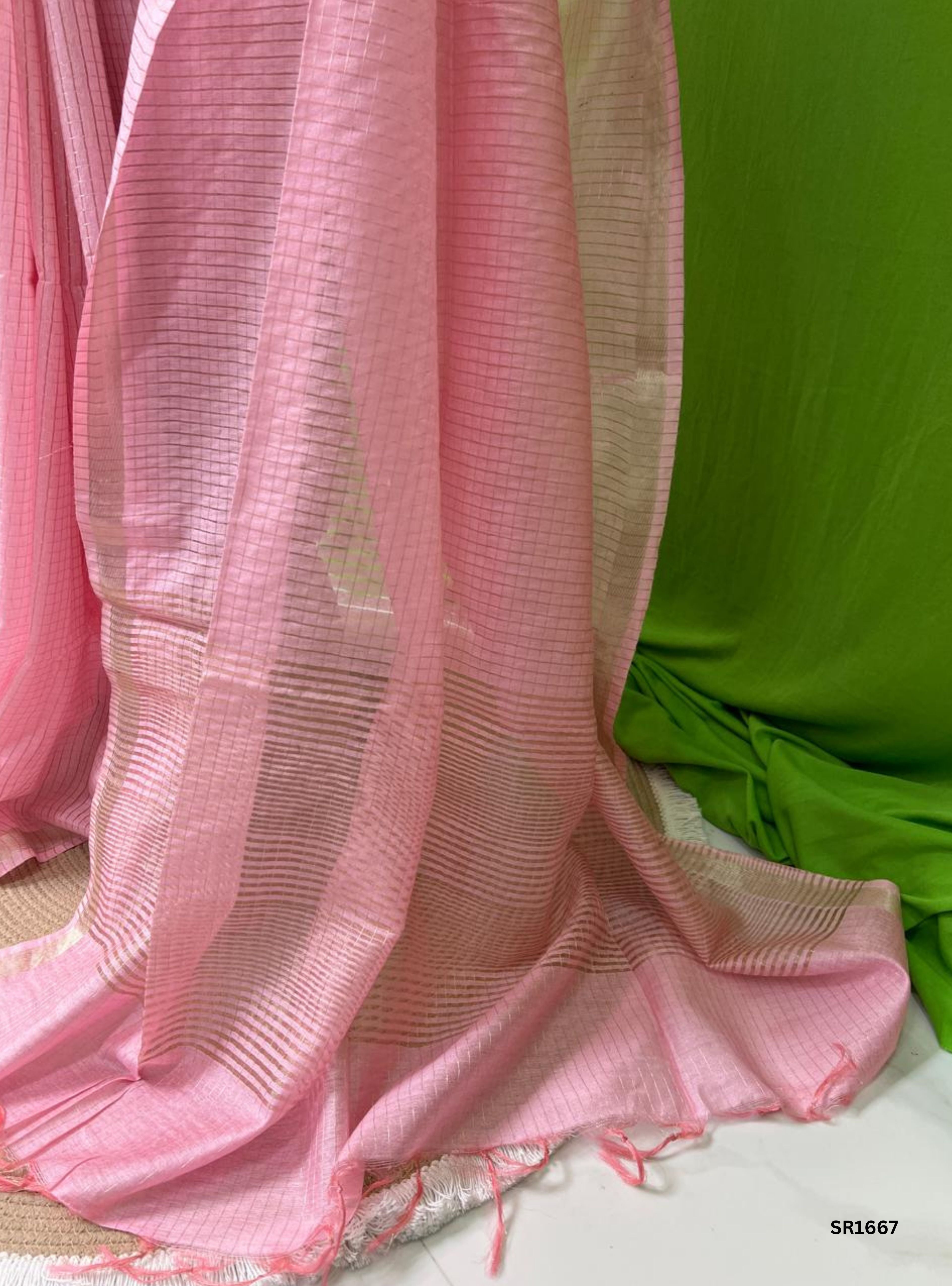 Baby Pink - Moonga Silk  Saree