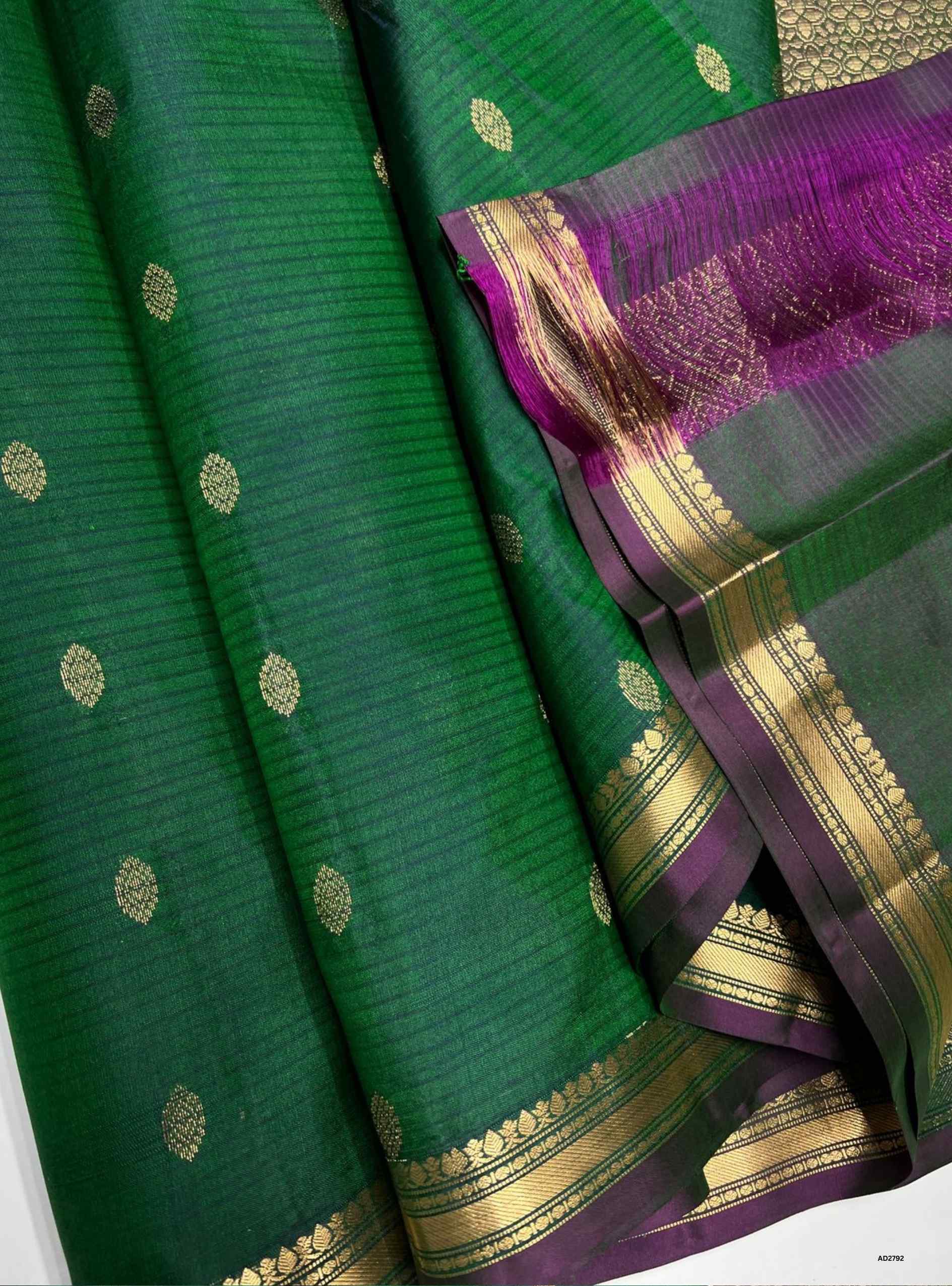 Green & Jammun - Soft Silk Saree