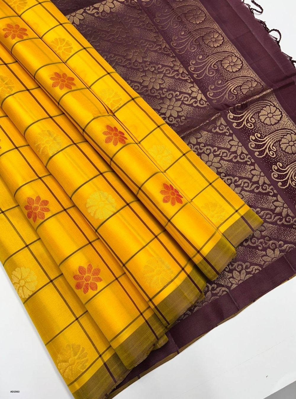 Yellow & Maroon -  Soft Silk Saree