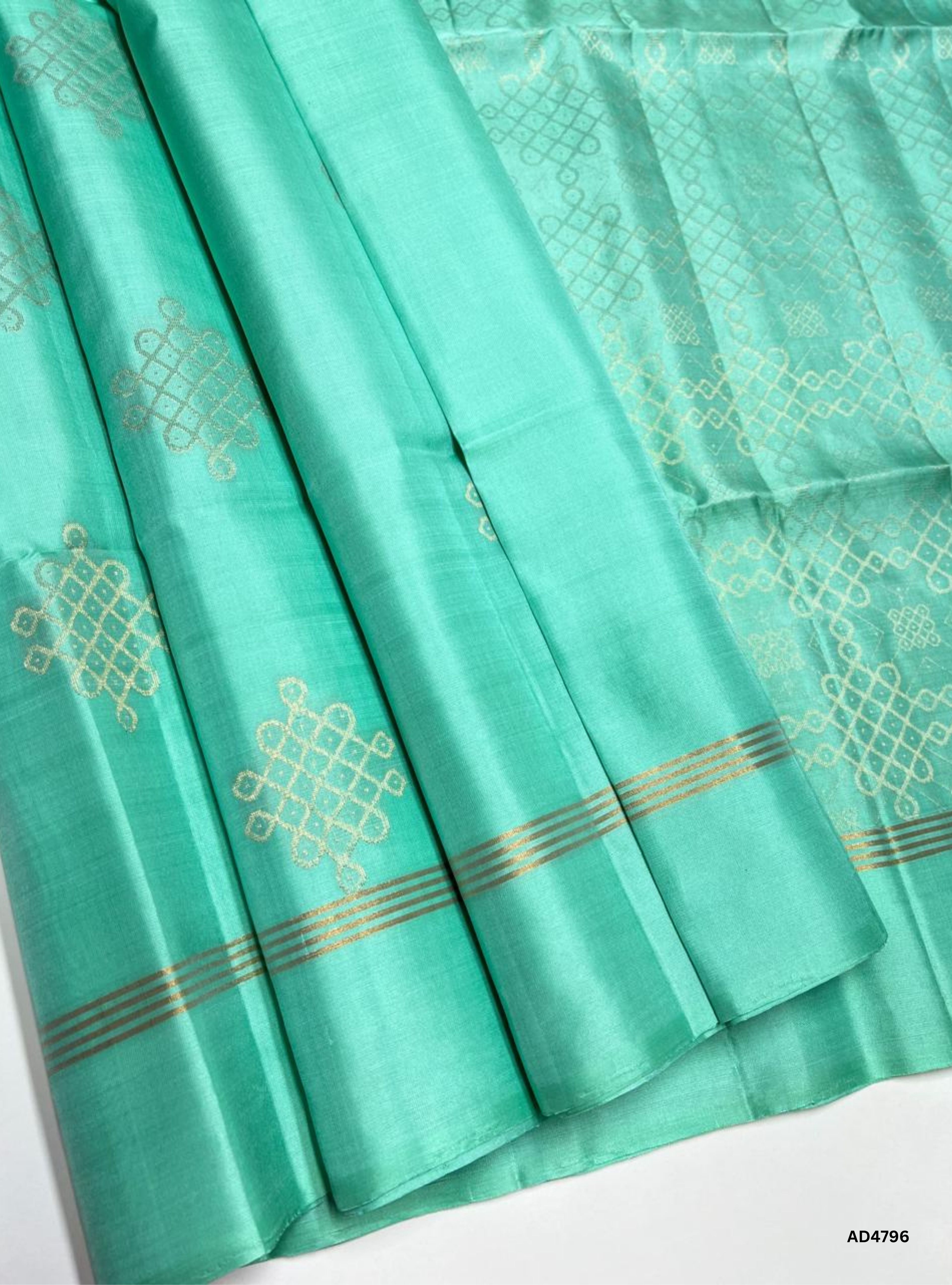 Aqua Blue - Kolam Soft Silk Saree