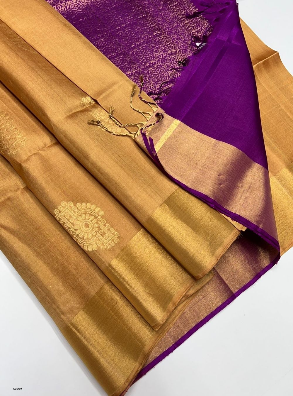 Sandal & Plum  - Soft Silk Saree
