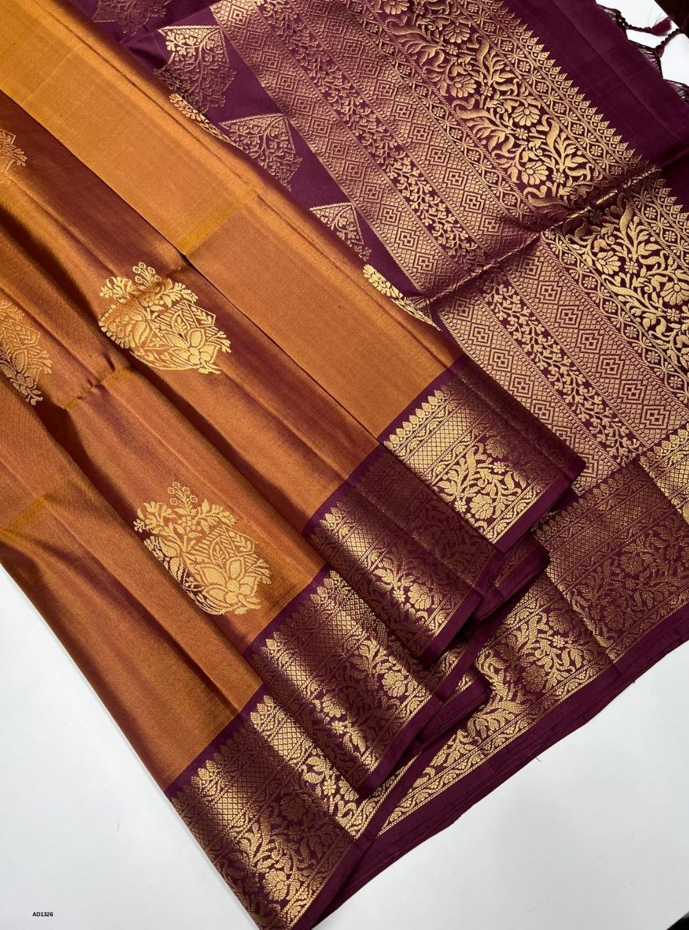 Copper & Maroon -  Soft Silk Saree