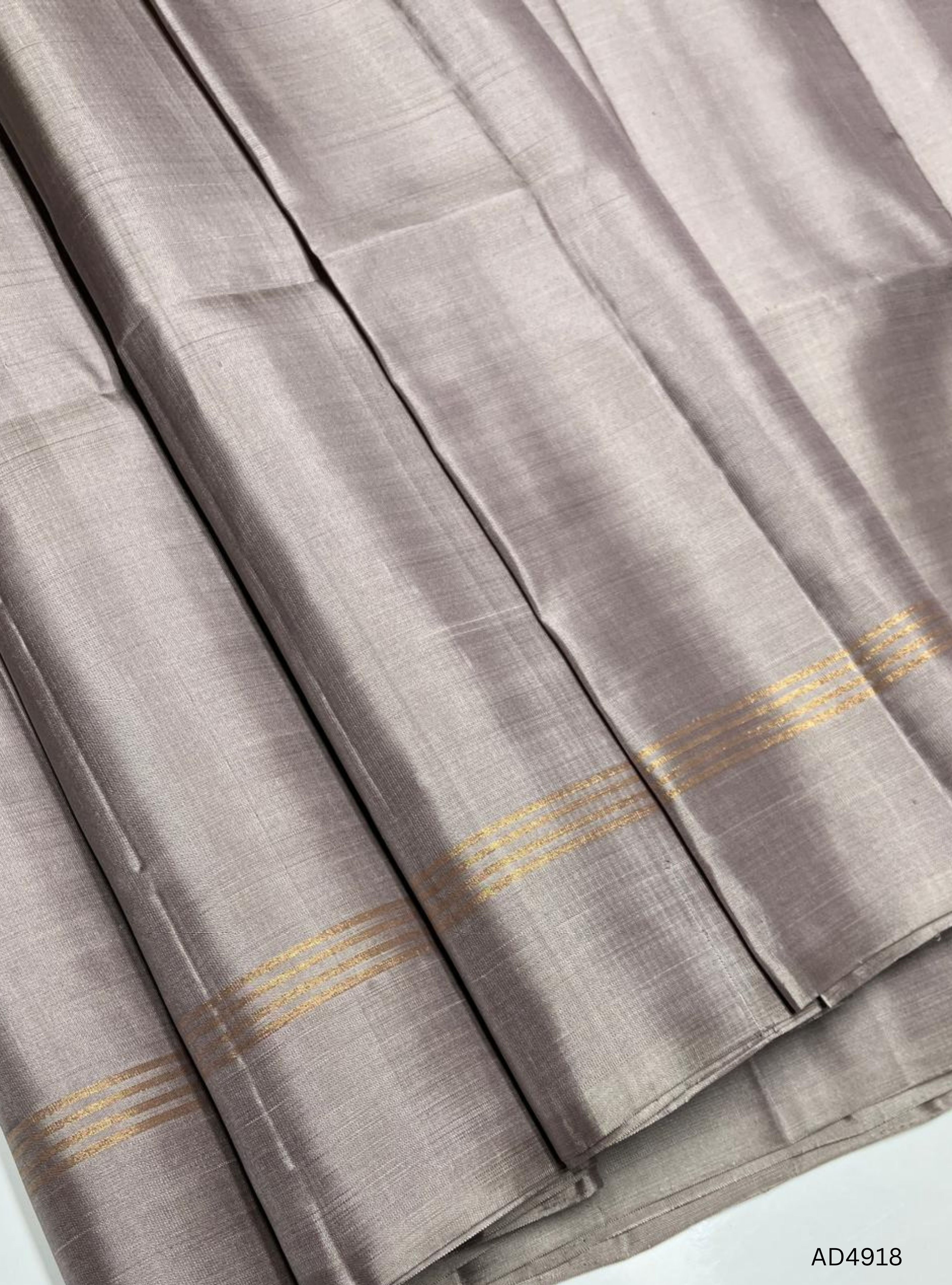 Grey  - Plain Soft Silk Saree