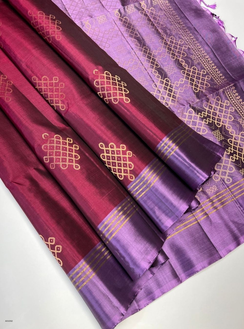 Maroon & Lilac - Soft Silk Saree