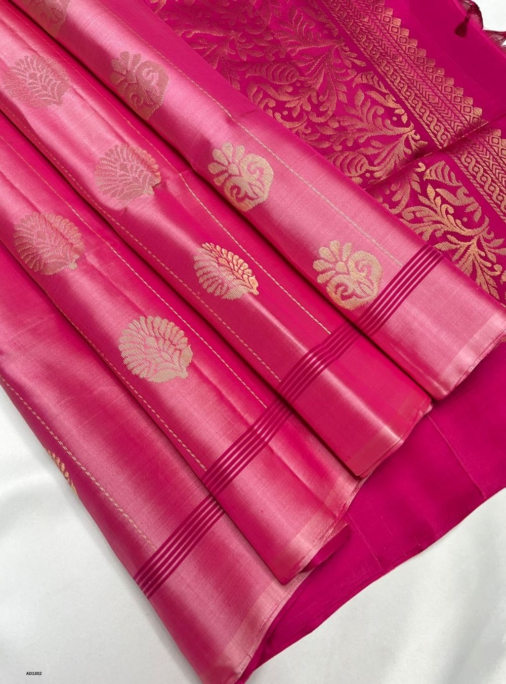Light Pink & Dark Pink - Soft Silk Saree