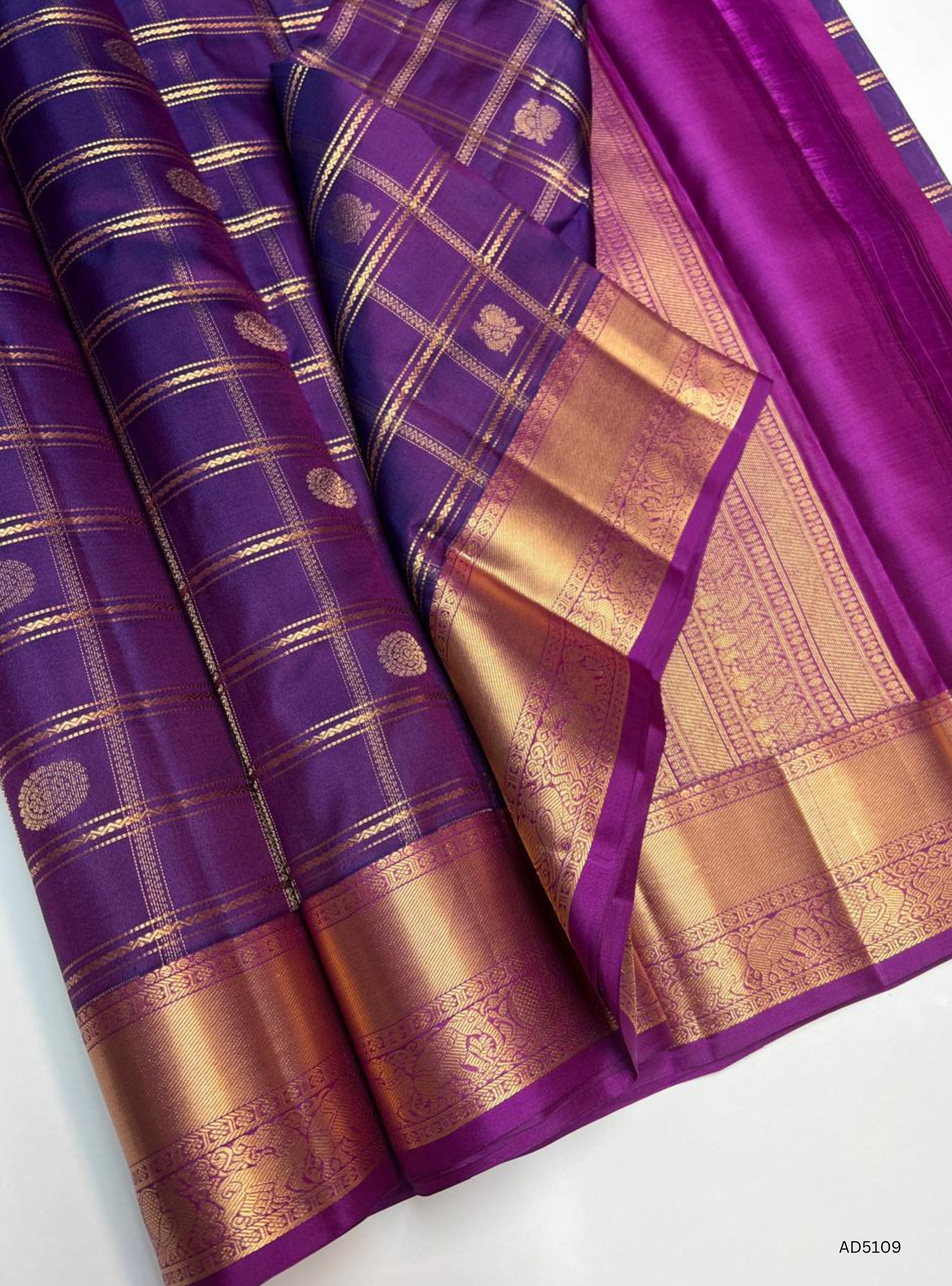 Purple - Kanchi Border Soft Silk Saree