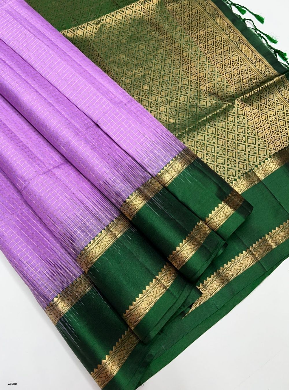 Lavender & Bottle Green -  Soft Silk Saree