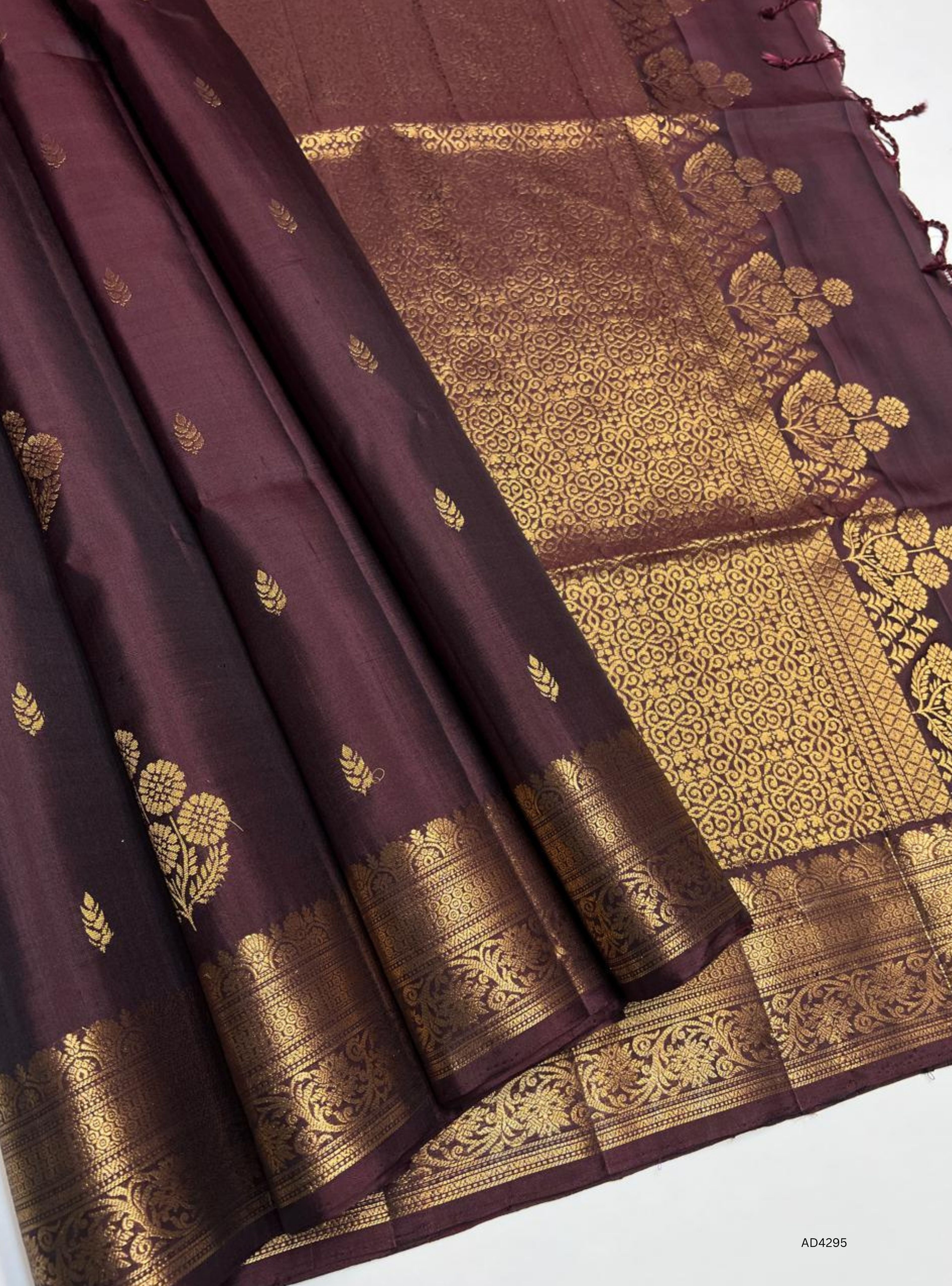 Coffee Brown - Kanchi Border Soft Silk Saree Minor Damage