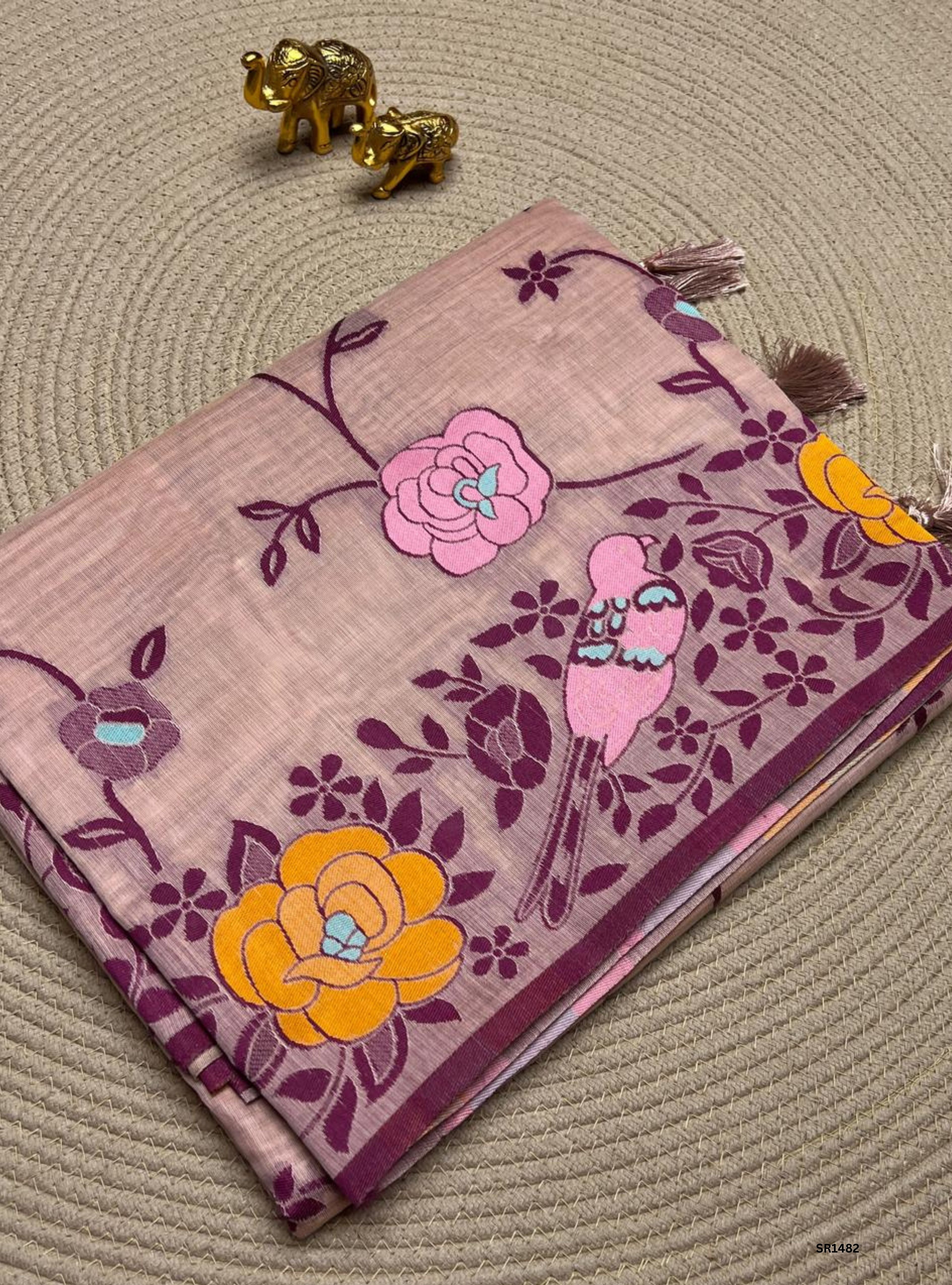Peach - Soft Cotton Saree