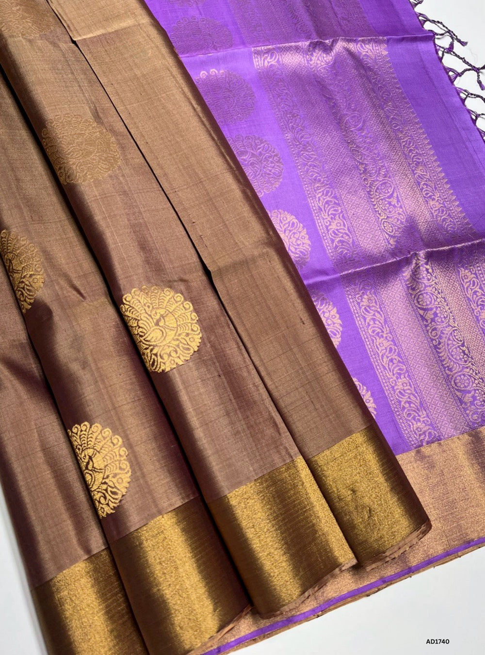 Coco Brown & Lavender - Soft Silk Saree