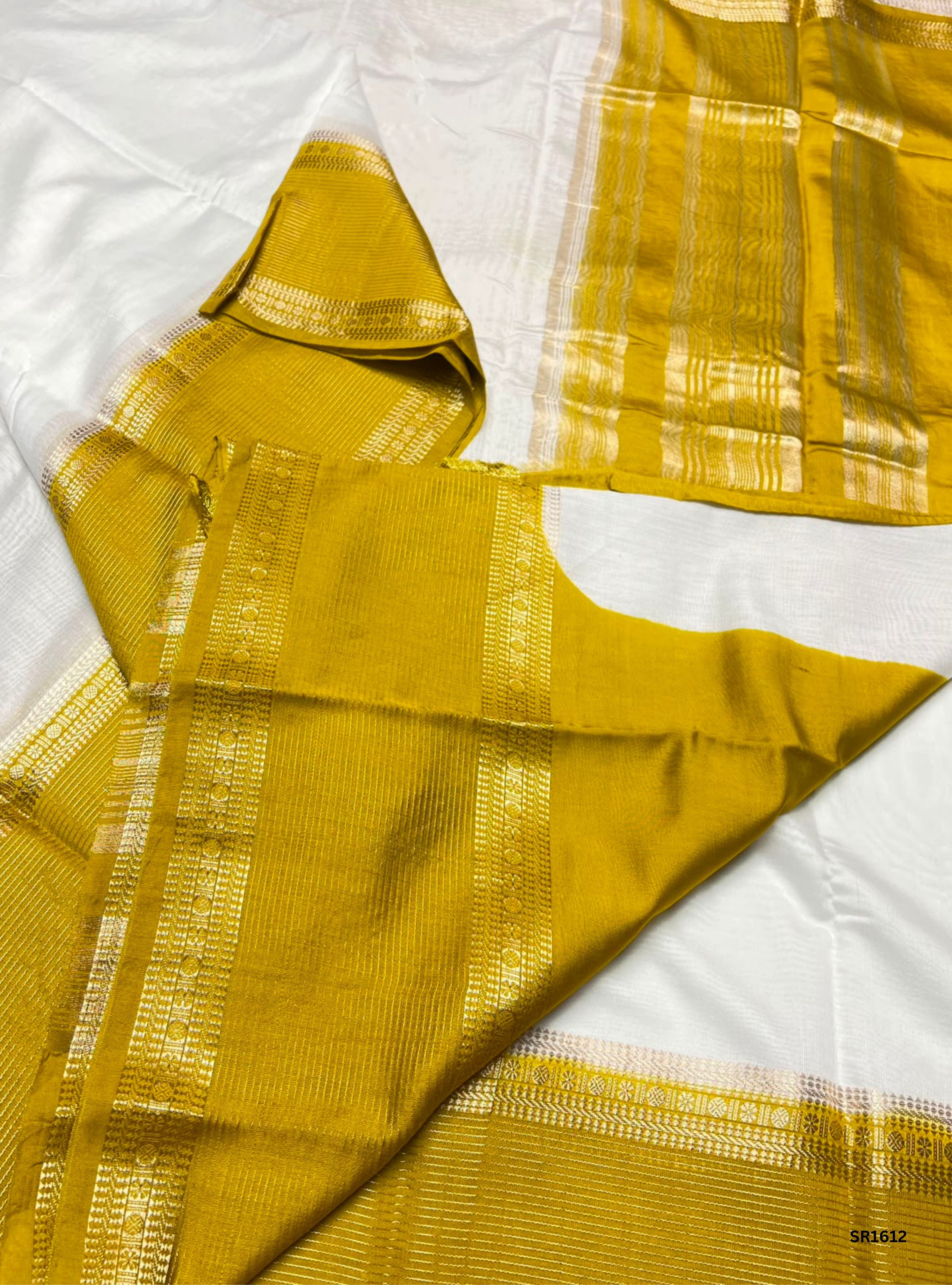 White & Yellow - Binny Silk Saree