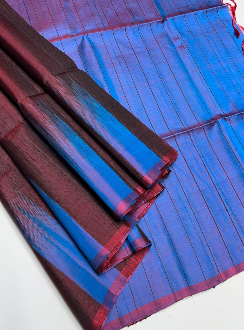Coffee Brown & Teal Blue  -  Soft Silk Saree
