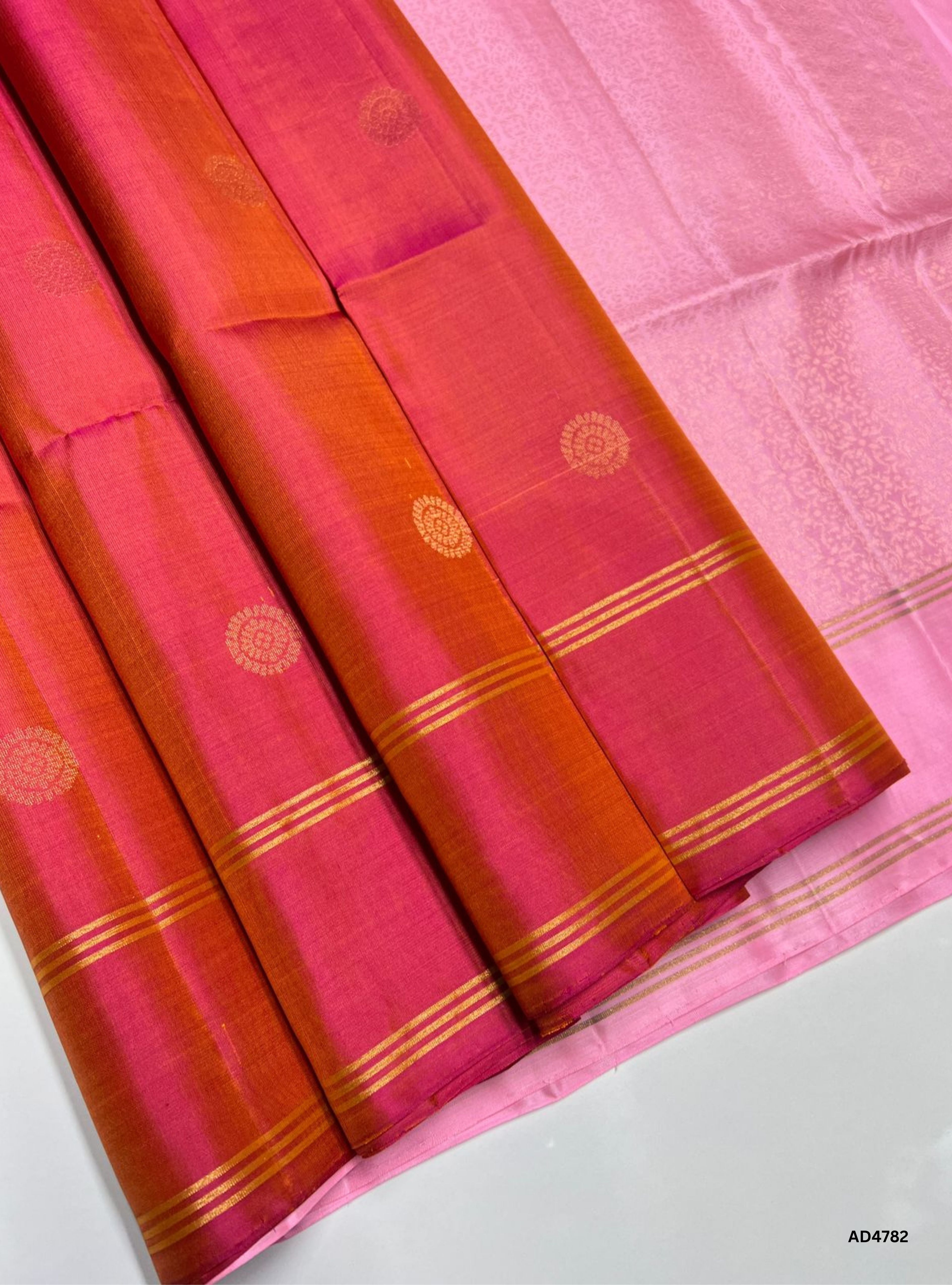 Orange & Pink - Soft Silk Saree
