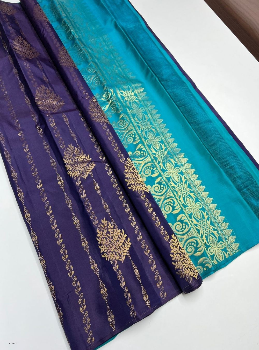 Navy & Sky Blue -  Soft Silk Saree